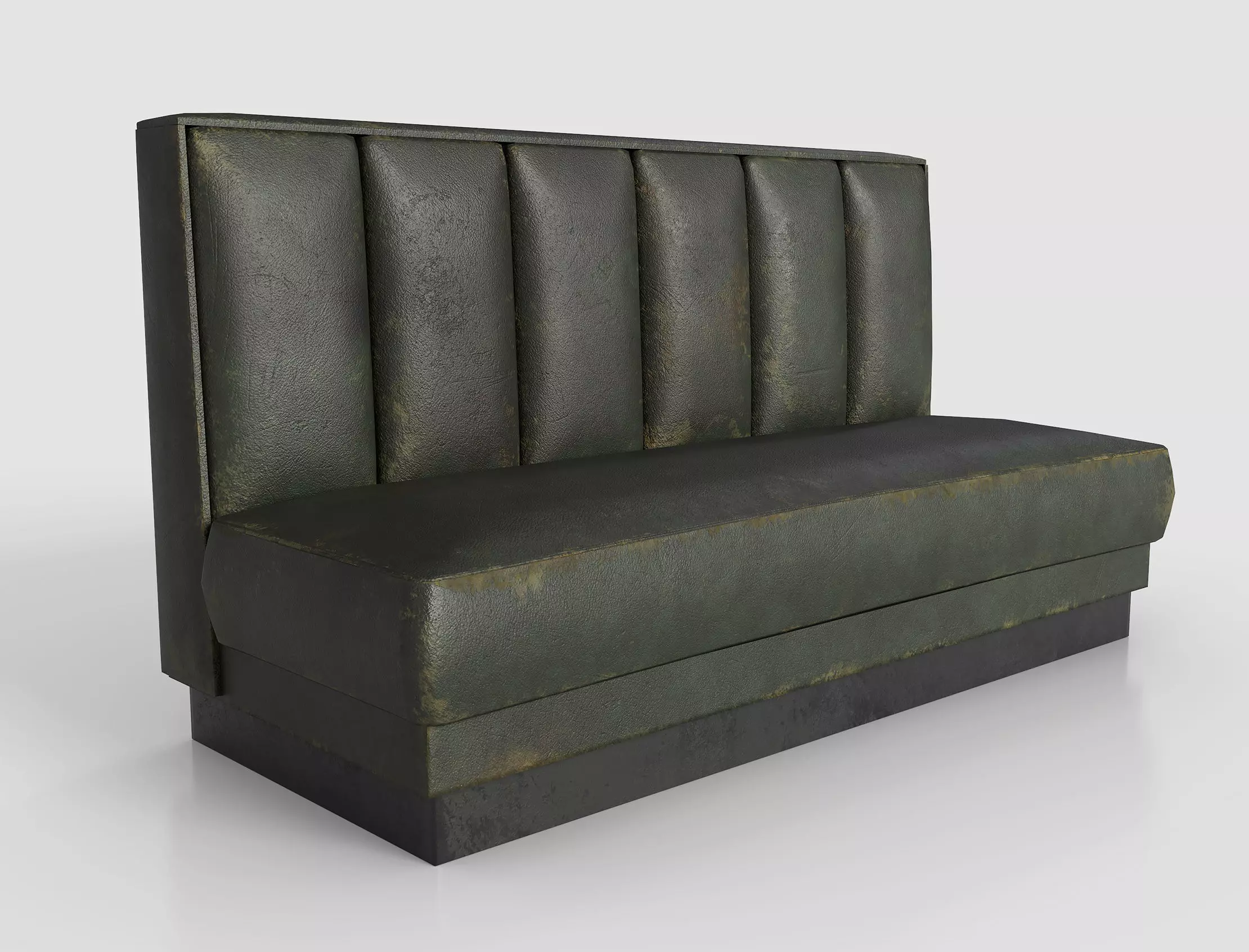 Old Diner Sofa - Retro Restaurant Leather Banquette Booth Low-poly 3D model_0