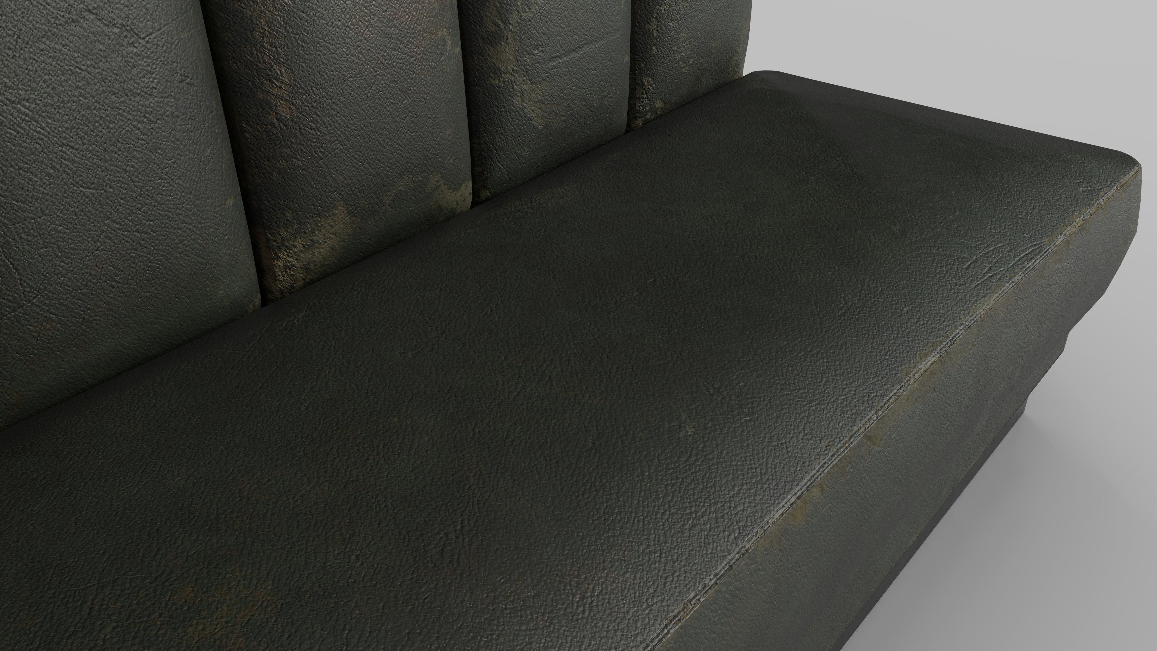 Old Diner Sofa - Retro Restaurant Leather Banquette Booth Low-poly 3D model_11