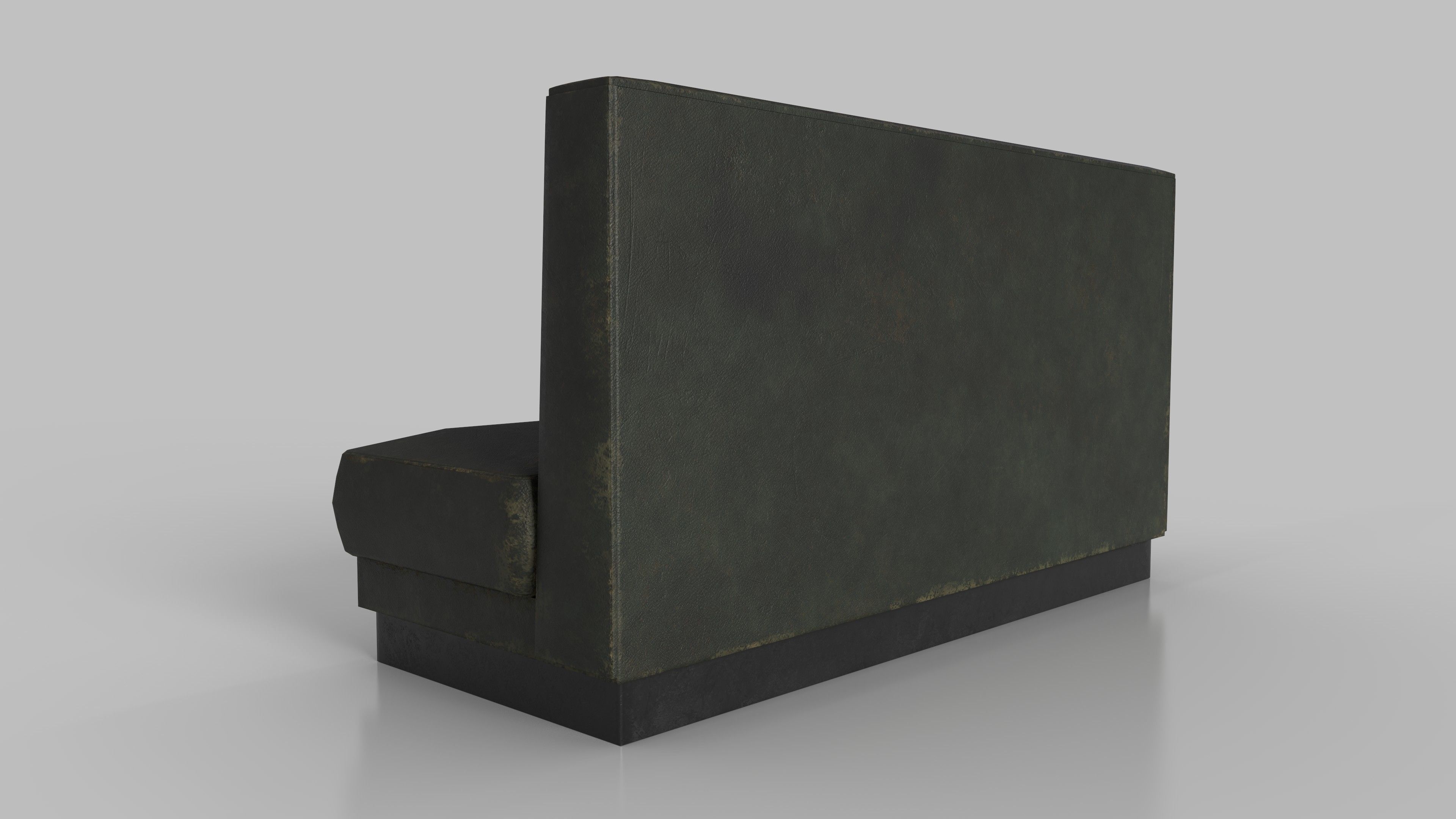 Old Diner Sofa - Retro Restaurant Leather Banquette Booth Low-poly 3D model_6