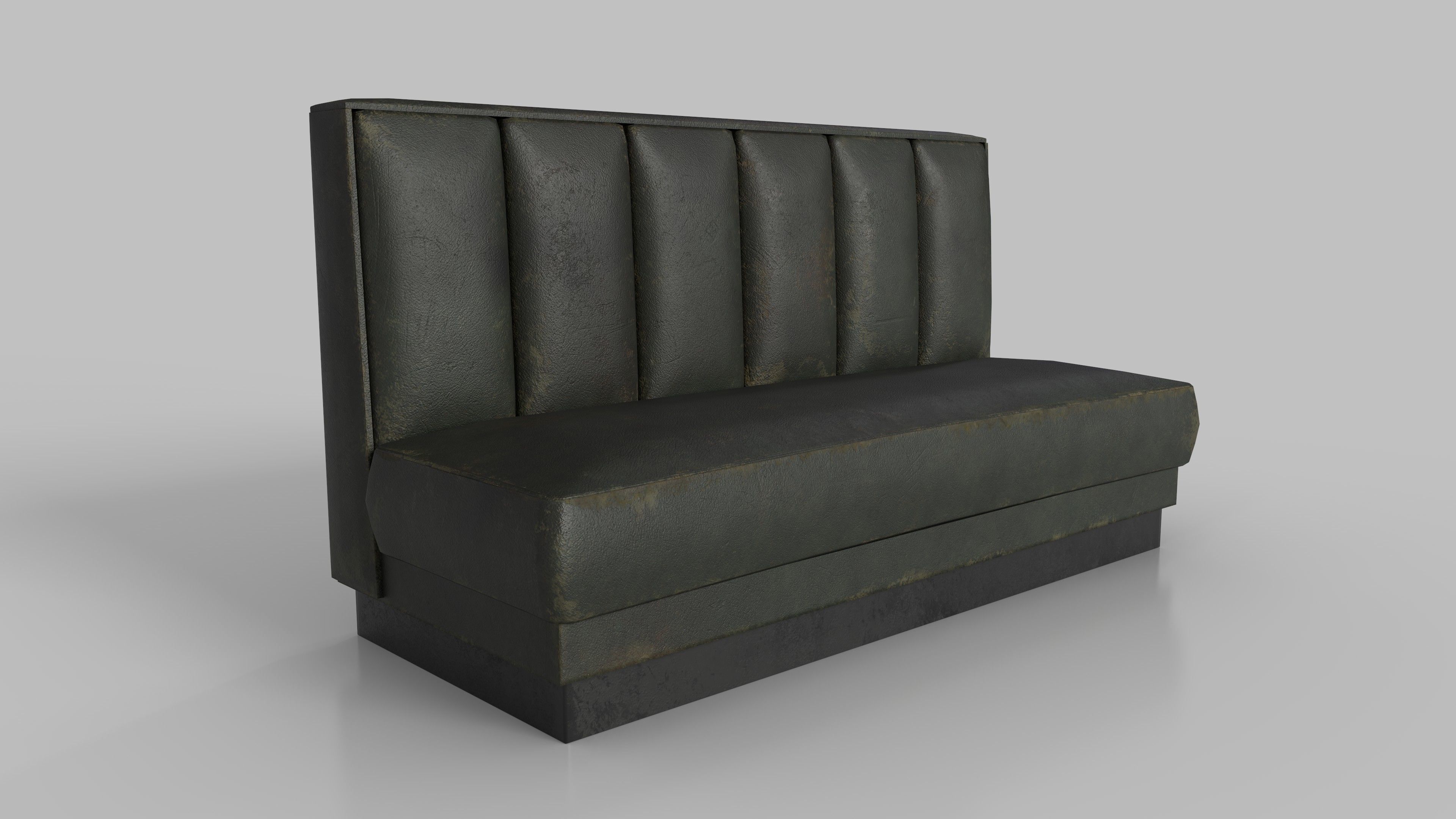 Old Diner Sofa - Retro Restaurant Leather Banquette Booth Low-poly 3D model_3