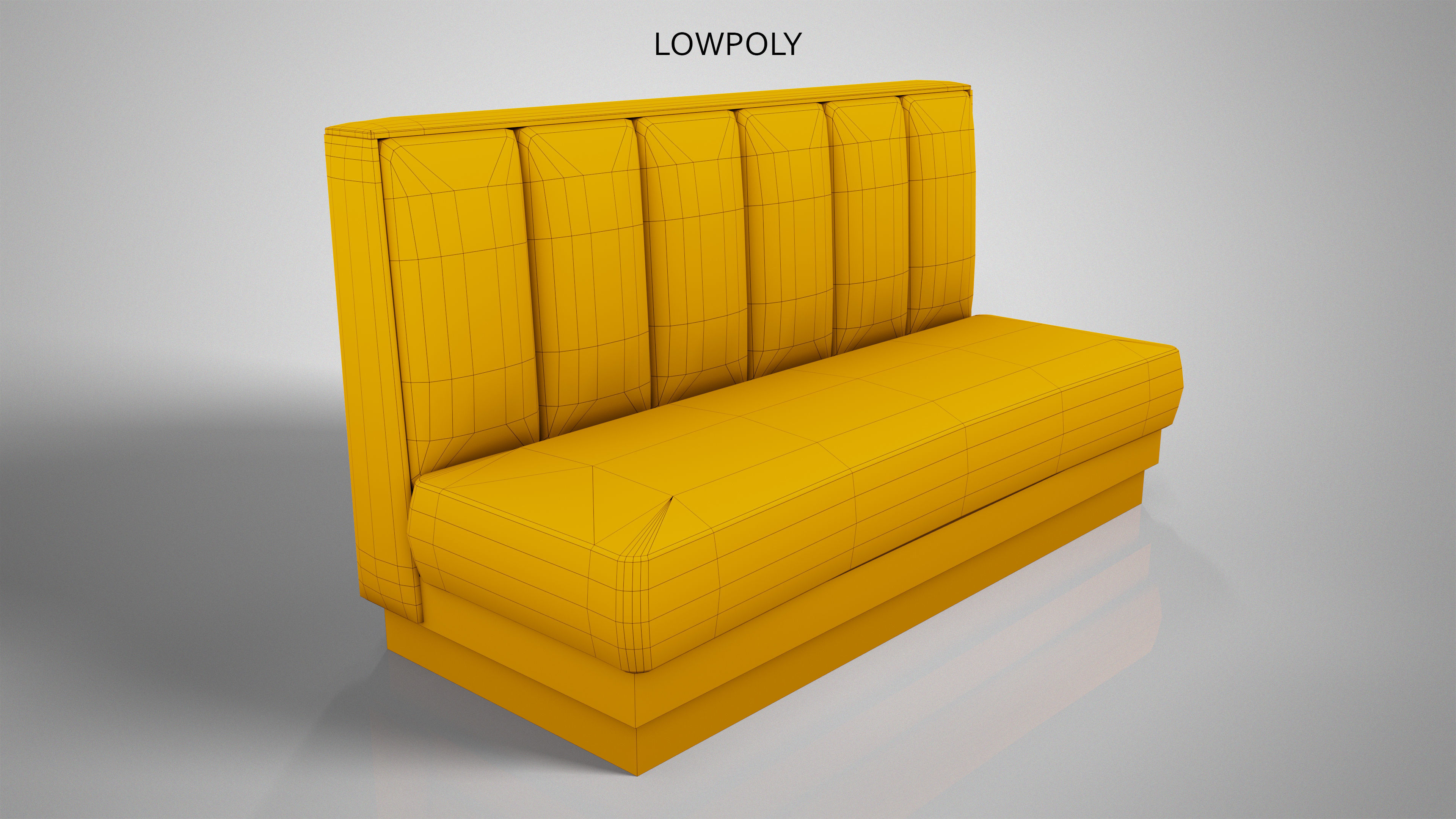 Old Diner Sofa - Retro Restaurant Leather Banquette Booth Low-poly 3D model_12