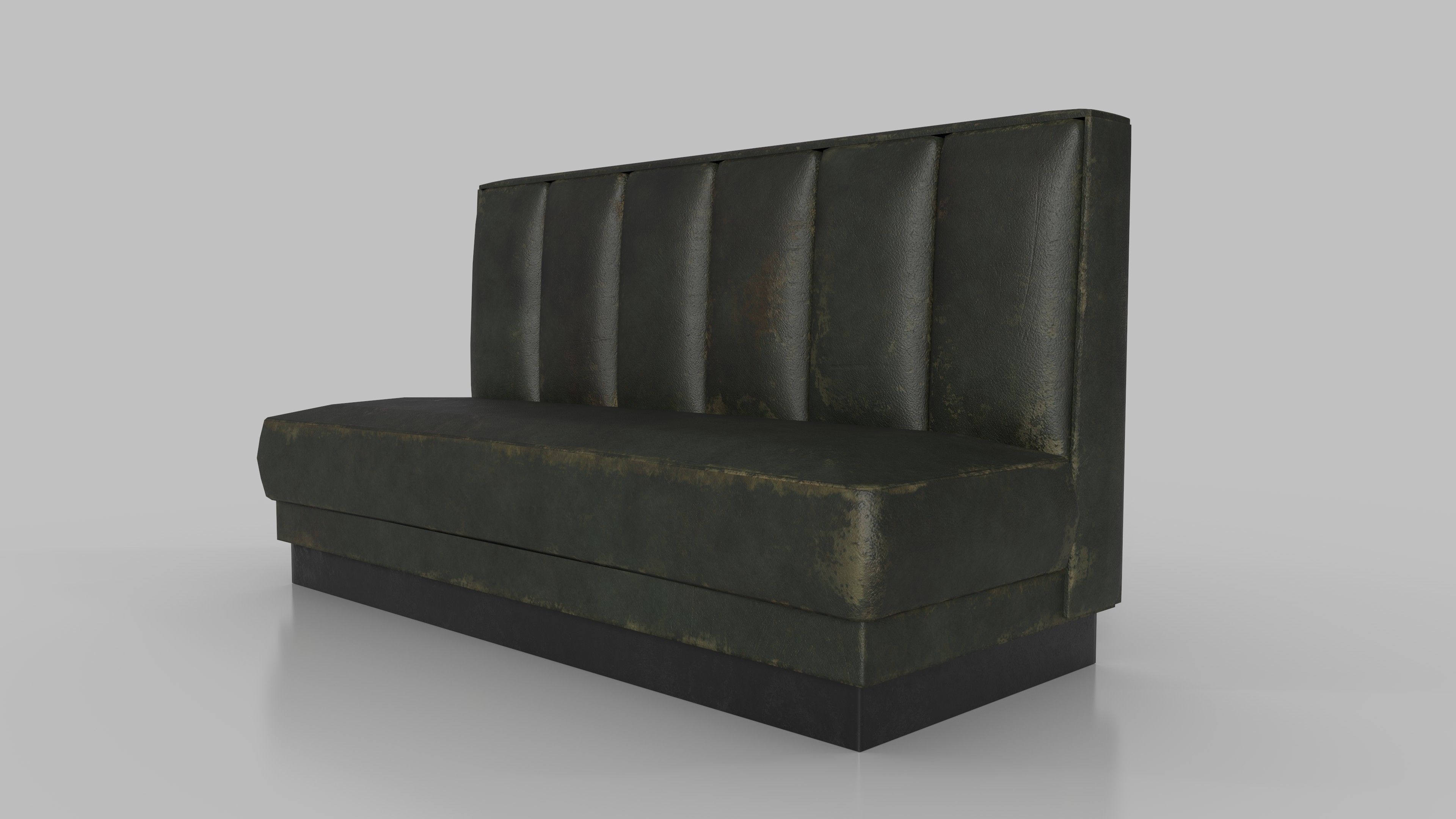 Old Diner Sofa - Retro Restaurant Leather Banquette Booth Low-poly 3D model_2