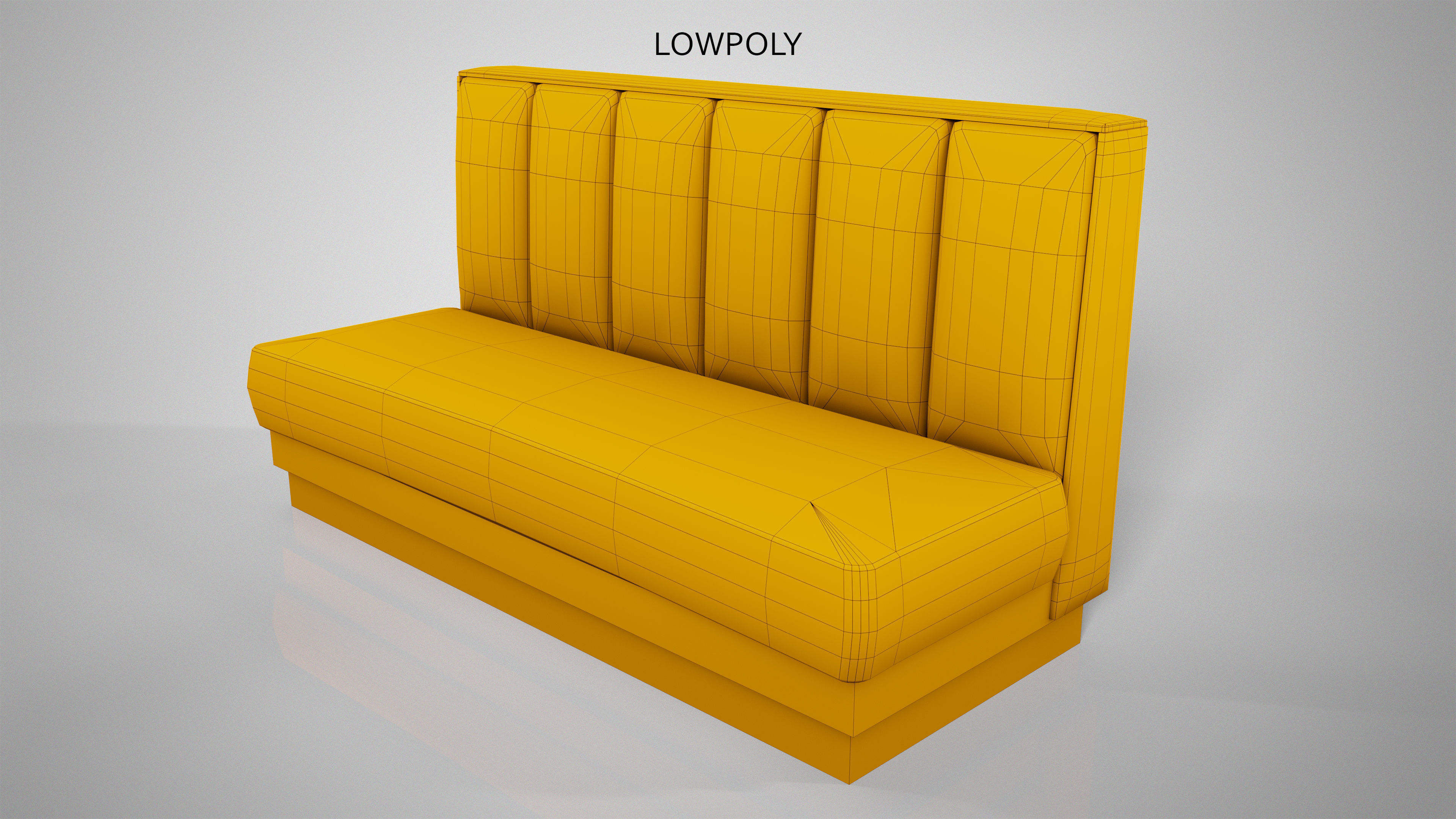Old Diner Sofa - Retro Restaurant Leather Banquette Booth Low-poly 3D model_14