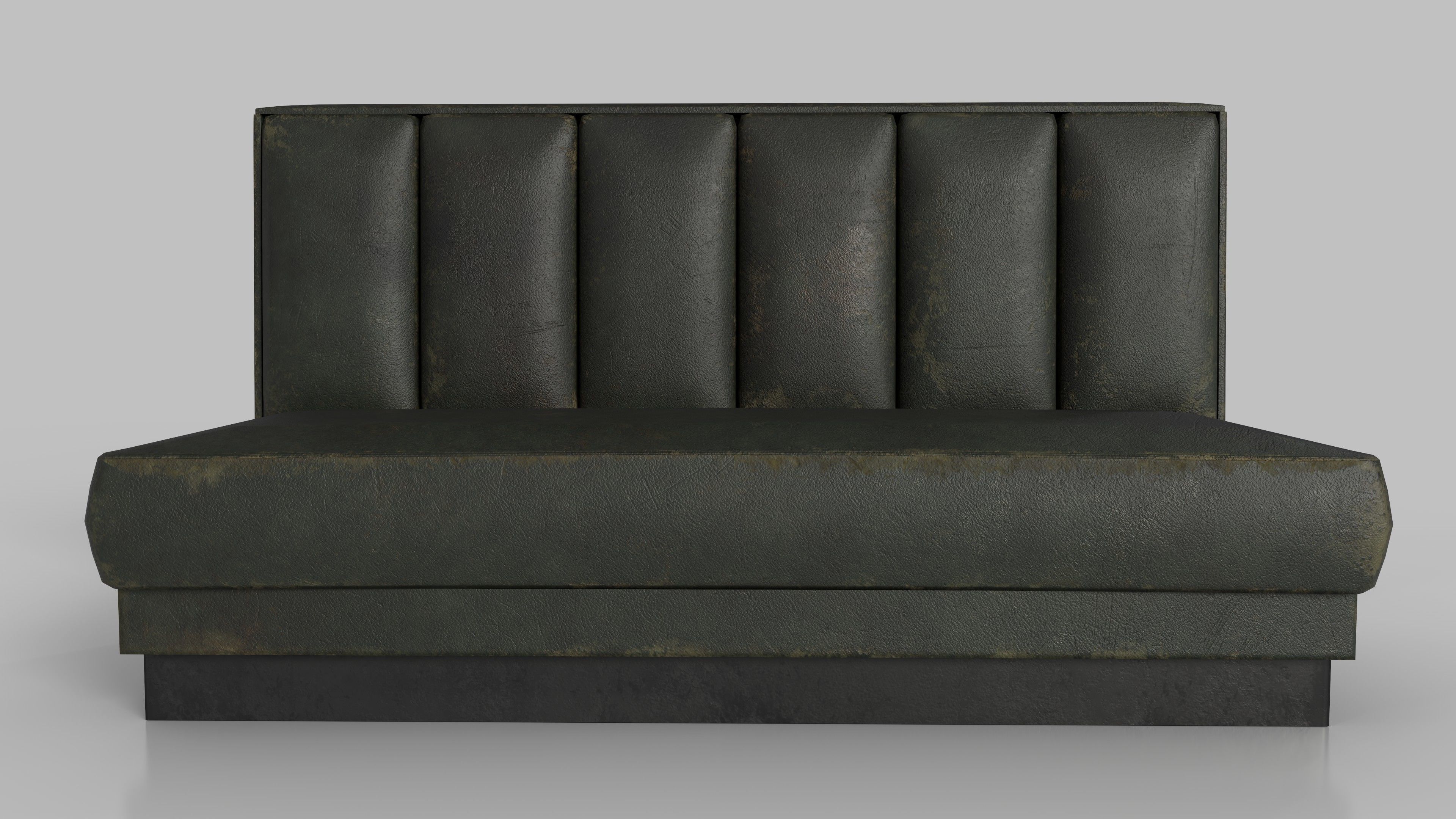 Old Diner Sofa - Retro Restaurant Leather Banquette Booth Low-poly 3D model_1