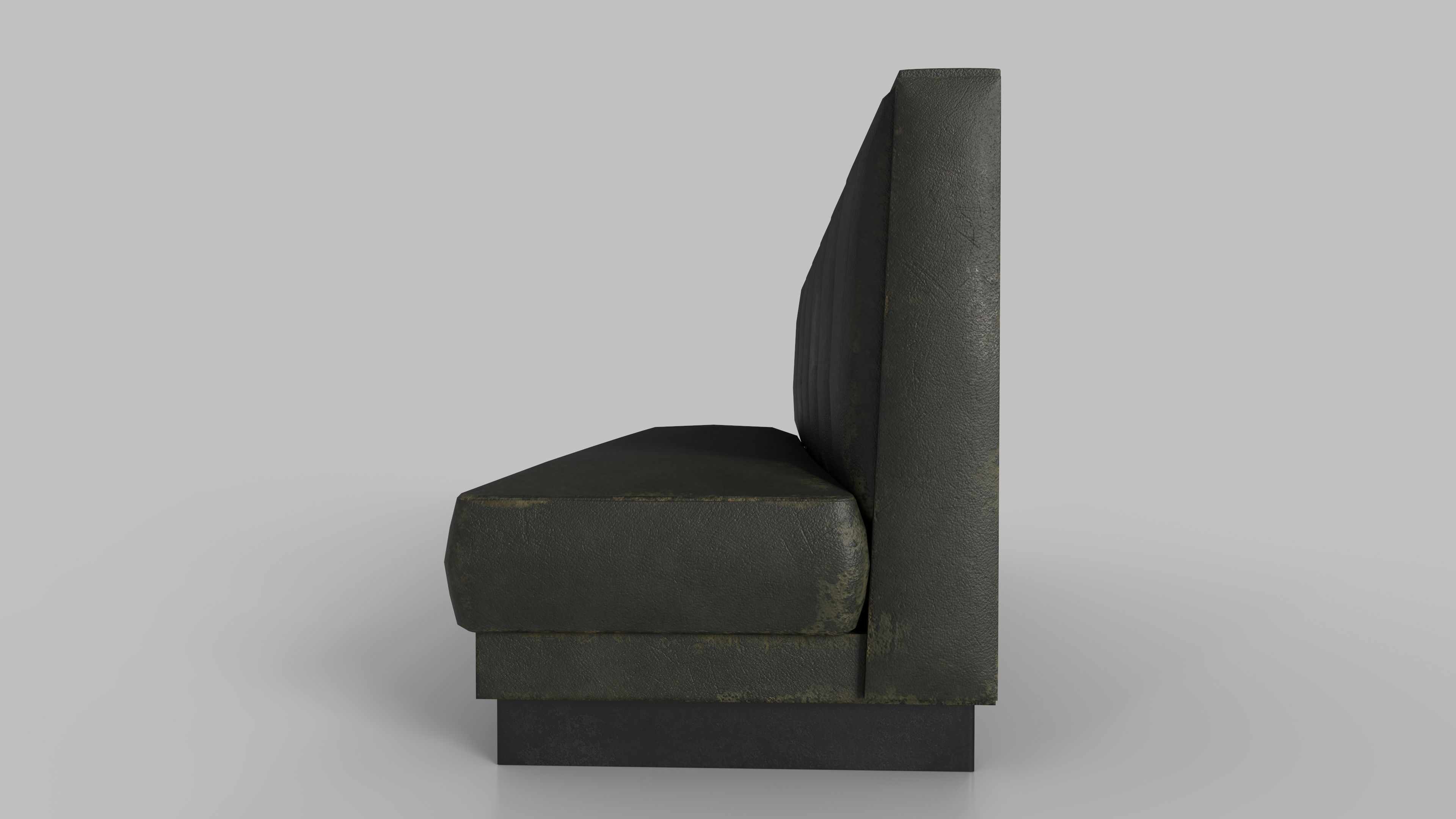 Old Diner Sofa - Retro Restaurant Leather Banquette Booth Low-poly 3D model_5