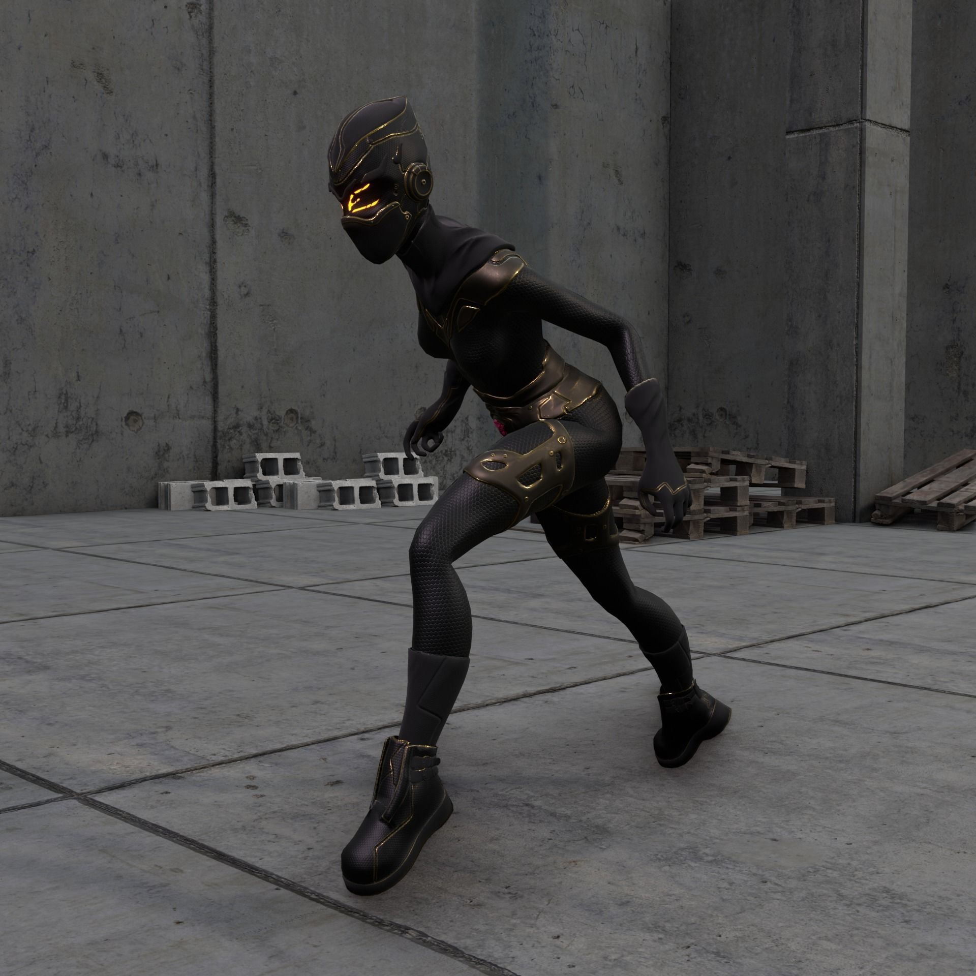 Sci-fi Thief - The Future Thief - FemaleVer Low-poly 3D model_17