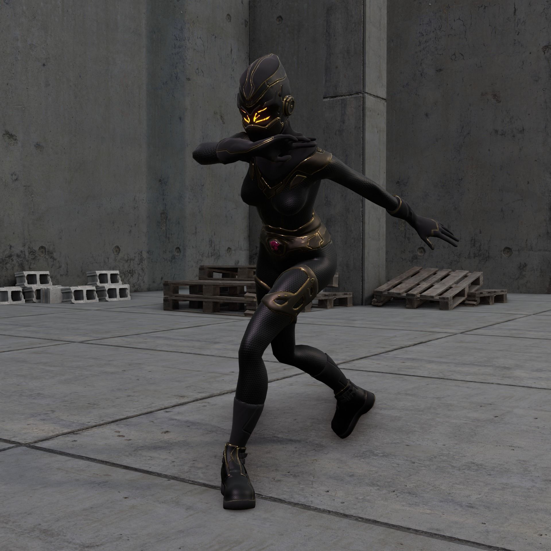 Sci-fi Thief - The Future Thief - FemaleVer Low-poly 3D model_16