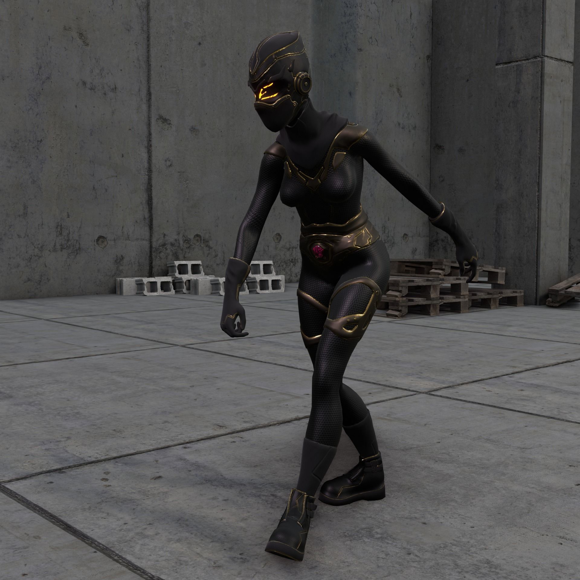 Sci-fi Thief - The Future Thief - FemaleVer Low-poly 3D model_12