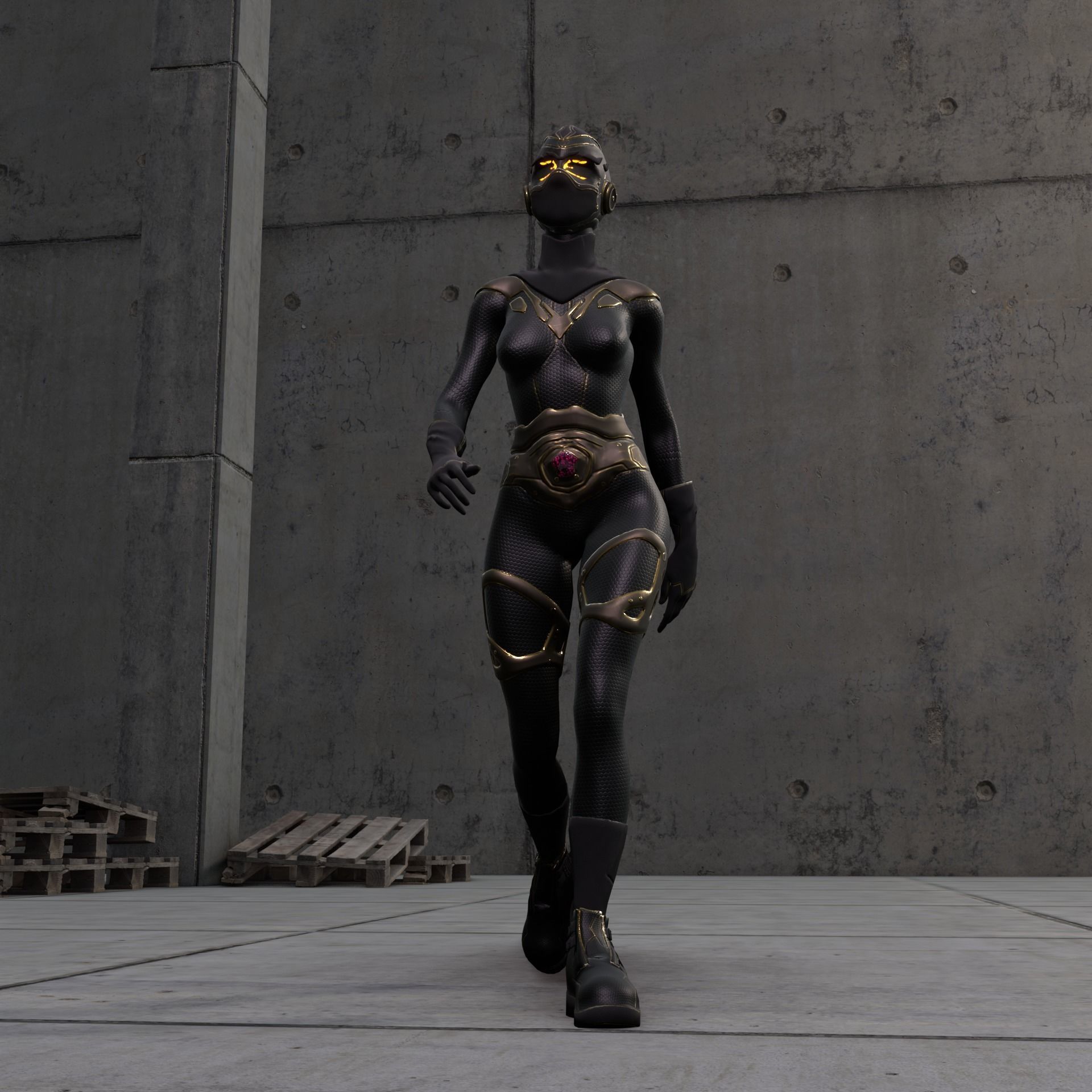 Sci-fi Thief - The Future Thief - FemaleVer Low-poly 3D model_3