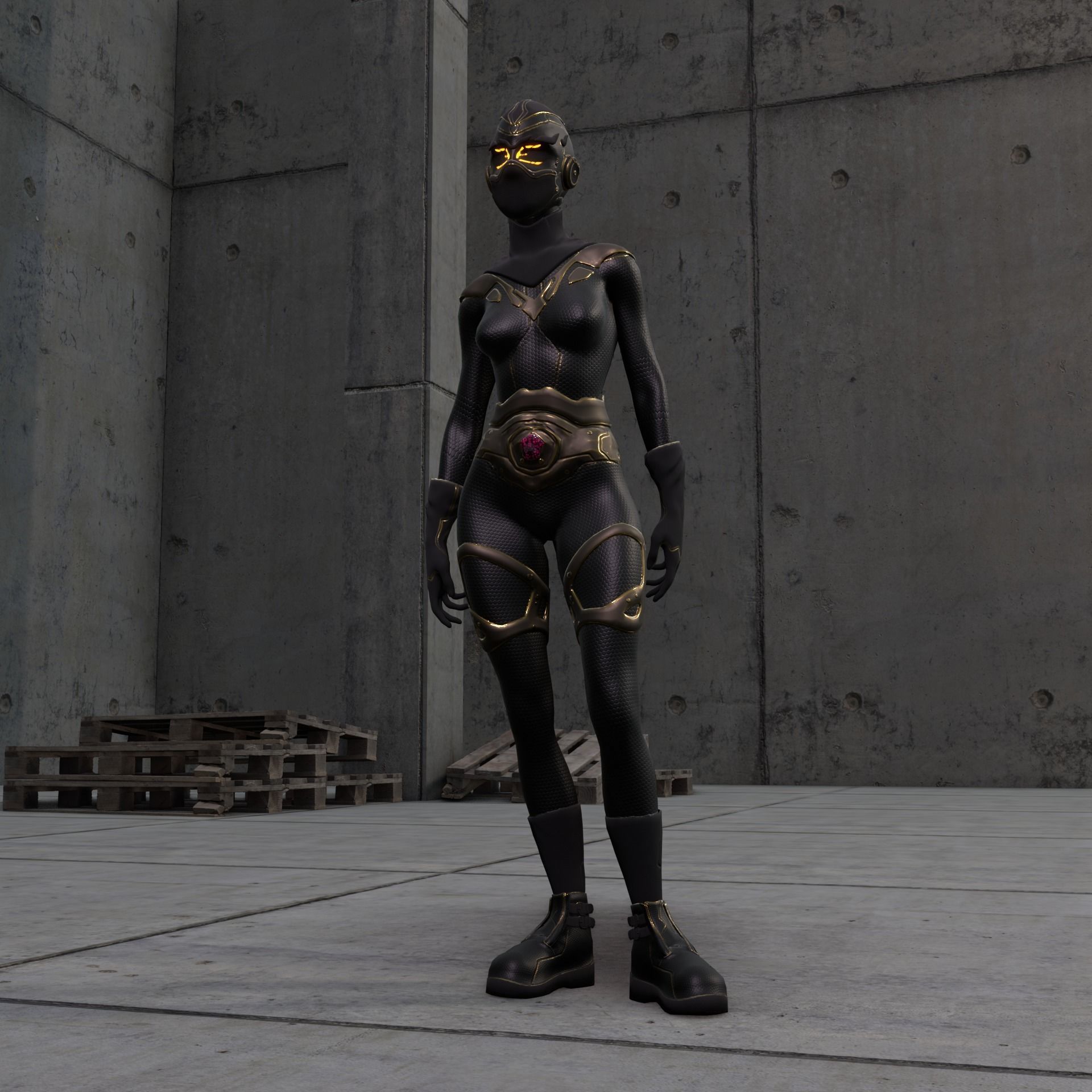 Sci-fi Thief - The Future Thief - FemaleVer Low-poly 3D model_2