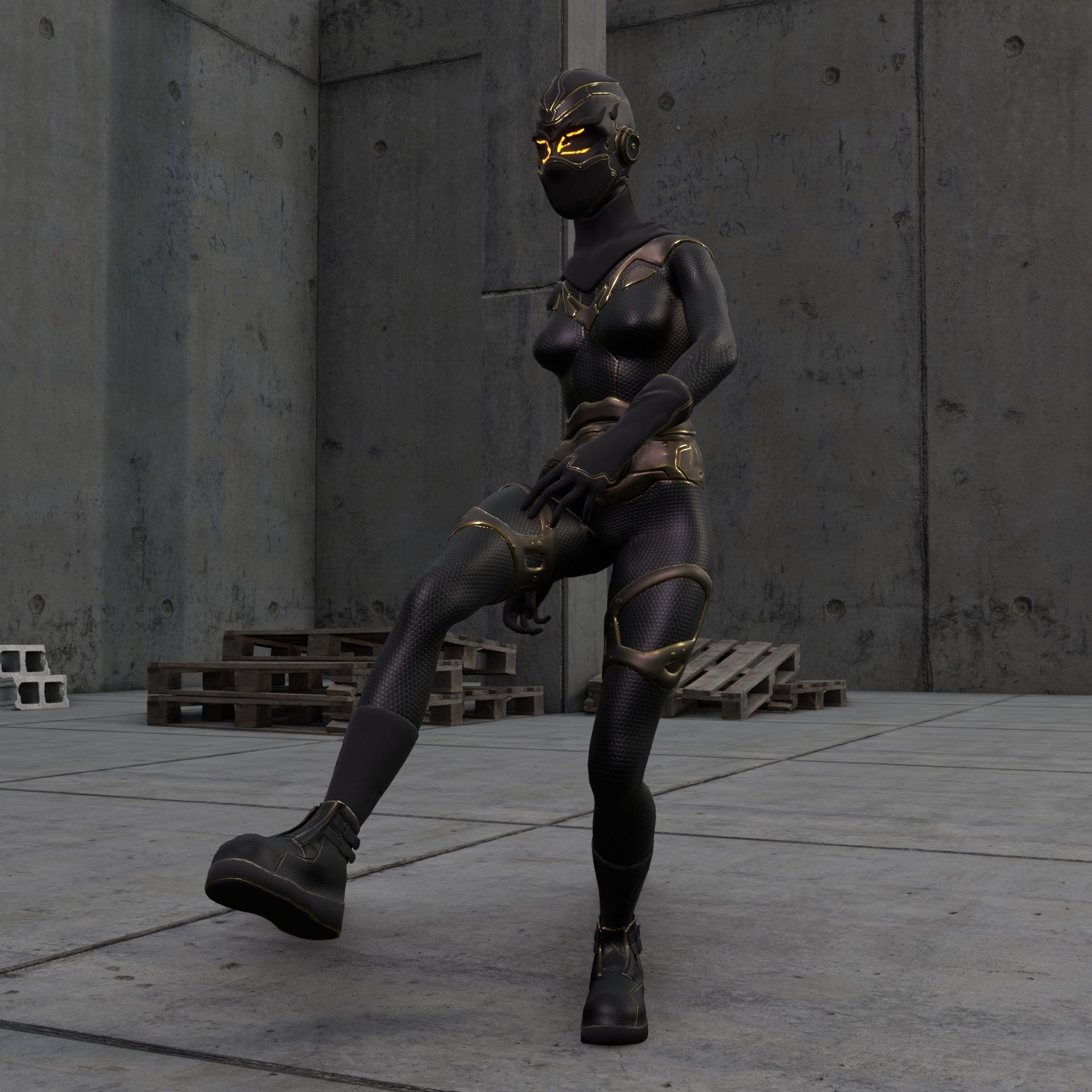 Sci-fi Thief - The Future Thief - FemaleVer Low-poly 3D model_20