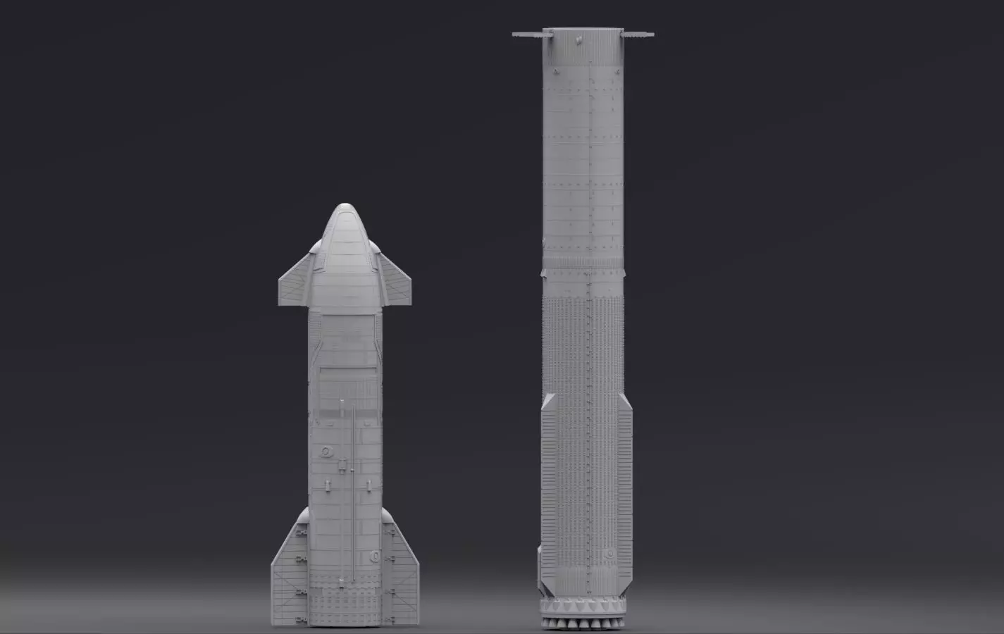 Starship and Superheavy Booster Scale model 3D print model_0