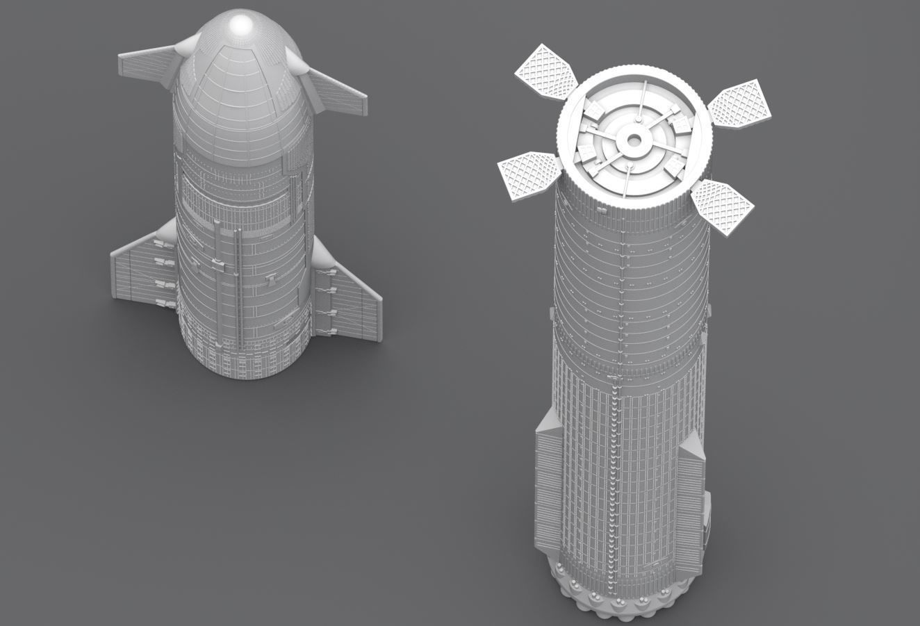 Starship and Superheavy Booster Scale model 3D print model_2