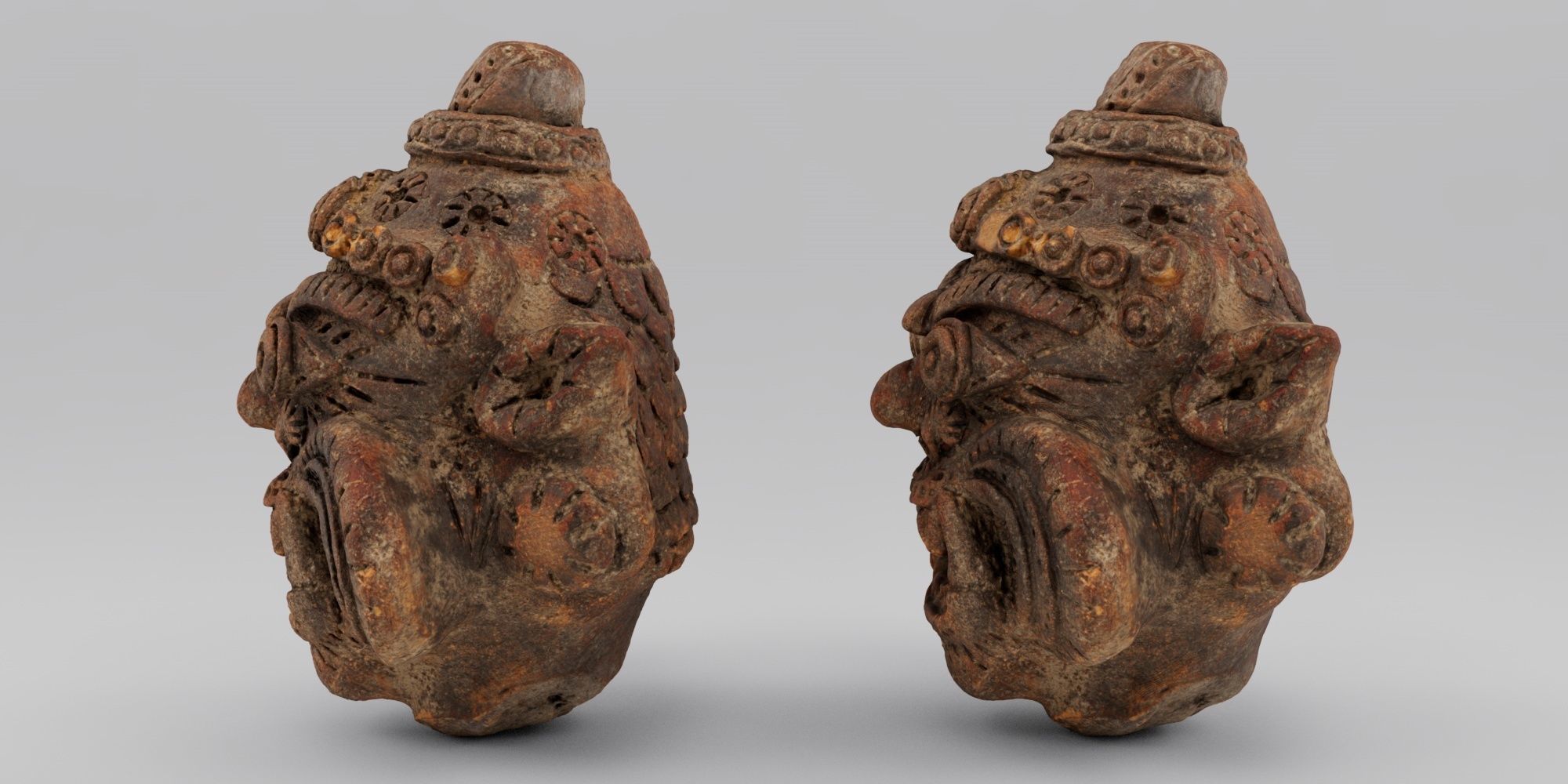 handmade clay sculpture of an ancient god - photoscan Low-poly 3D model_4