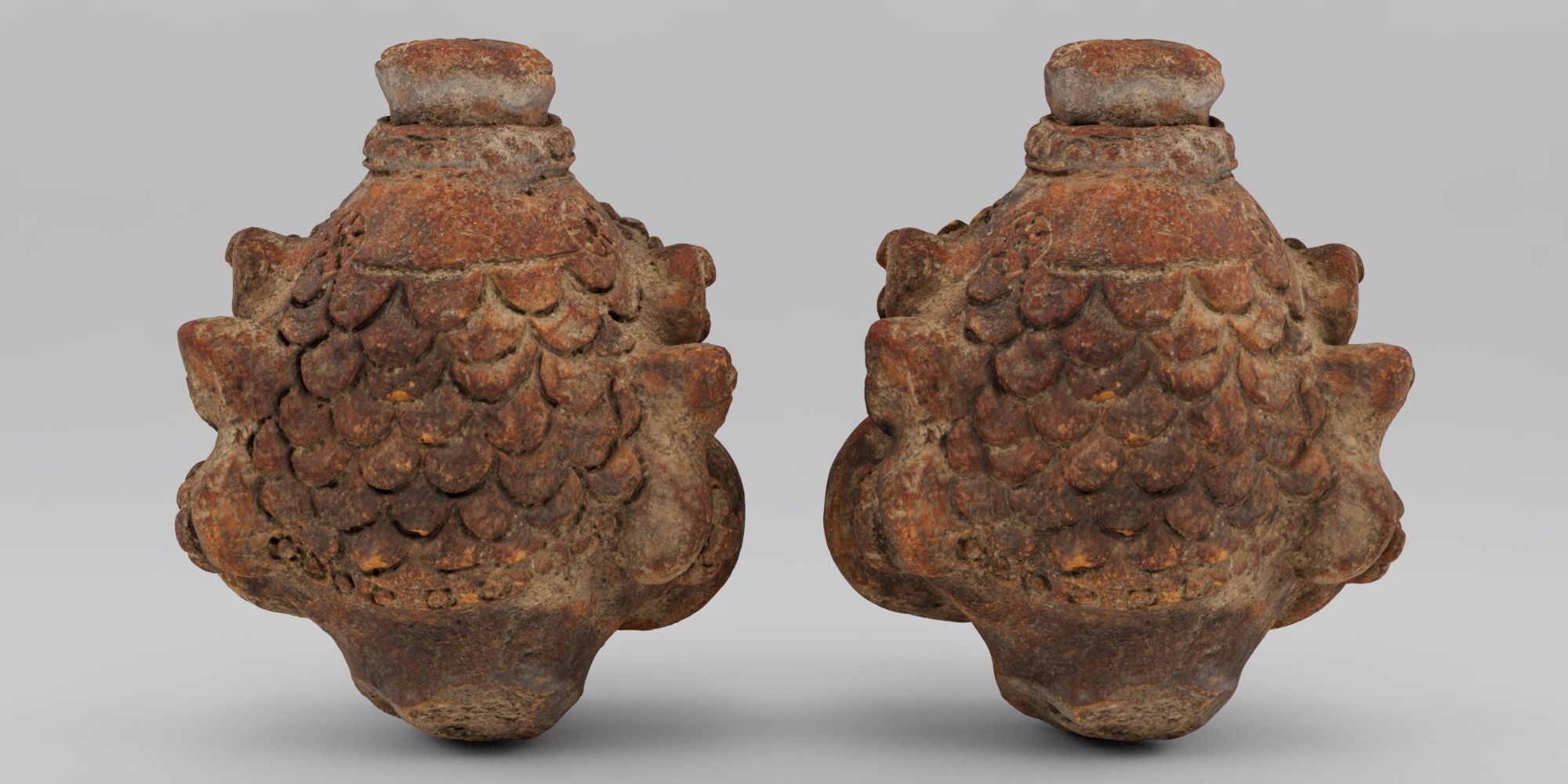 handmade clay sculpture of an ancient god - photoscan Low-poly 3D model_3