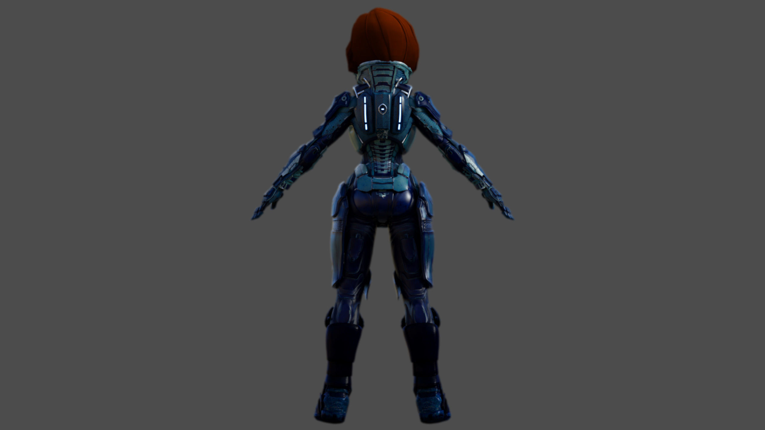  Cartoon Future Soldier Girl Low-poly 3D model_8