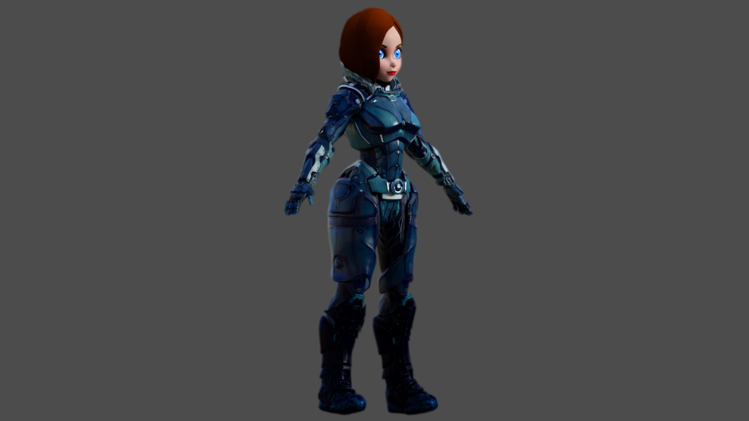  Cartoon Future Soldier Girl Low-poly 3D model_4
