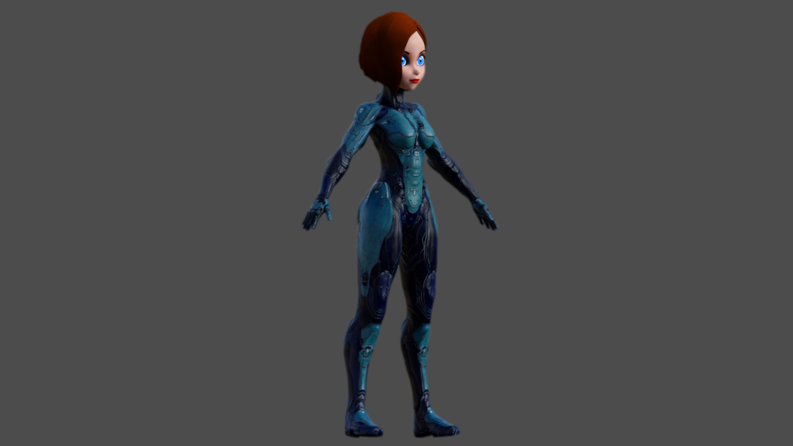  Cartoon Future Soldier Girl Low-poly 3D model_5