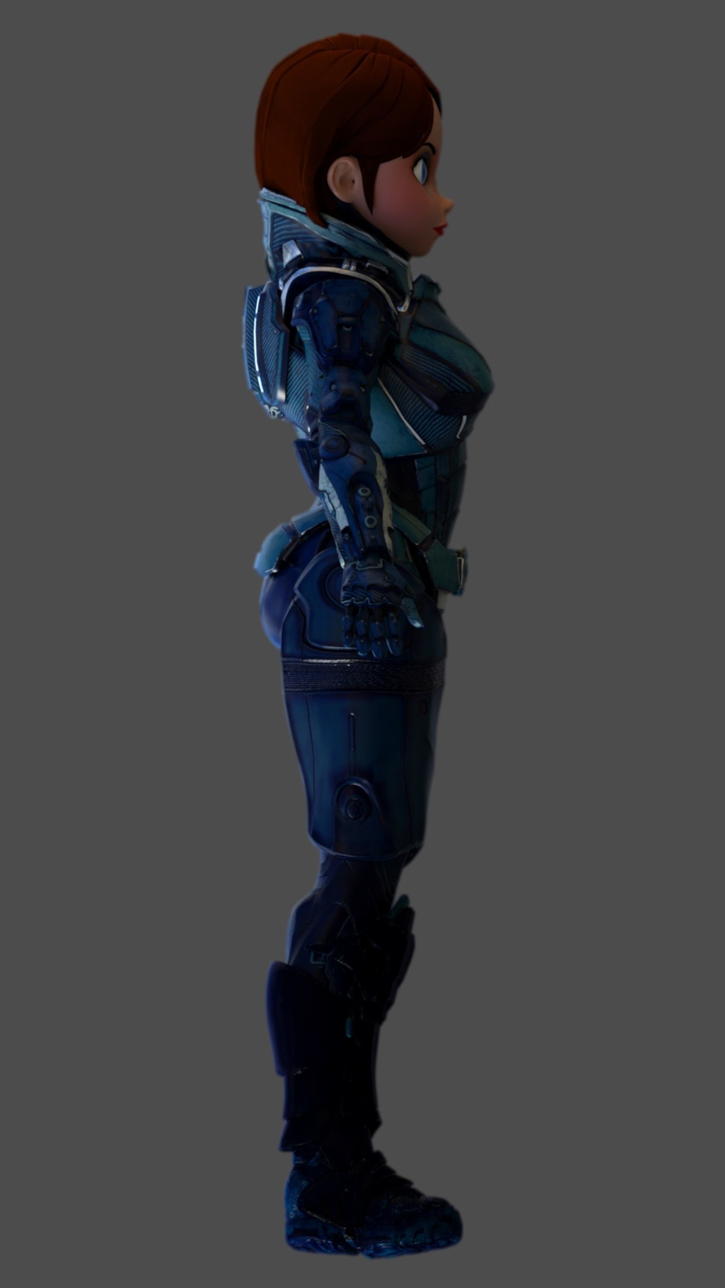  Cartoon Future Soldier Girl Low-poly 3D model_7
