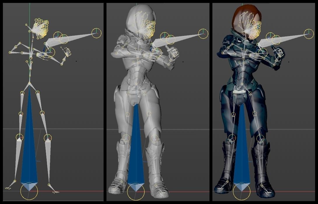  Cartoon Future Soldier Girl Low-poly 3D model_10