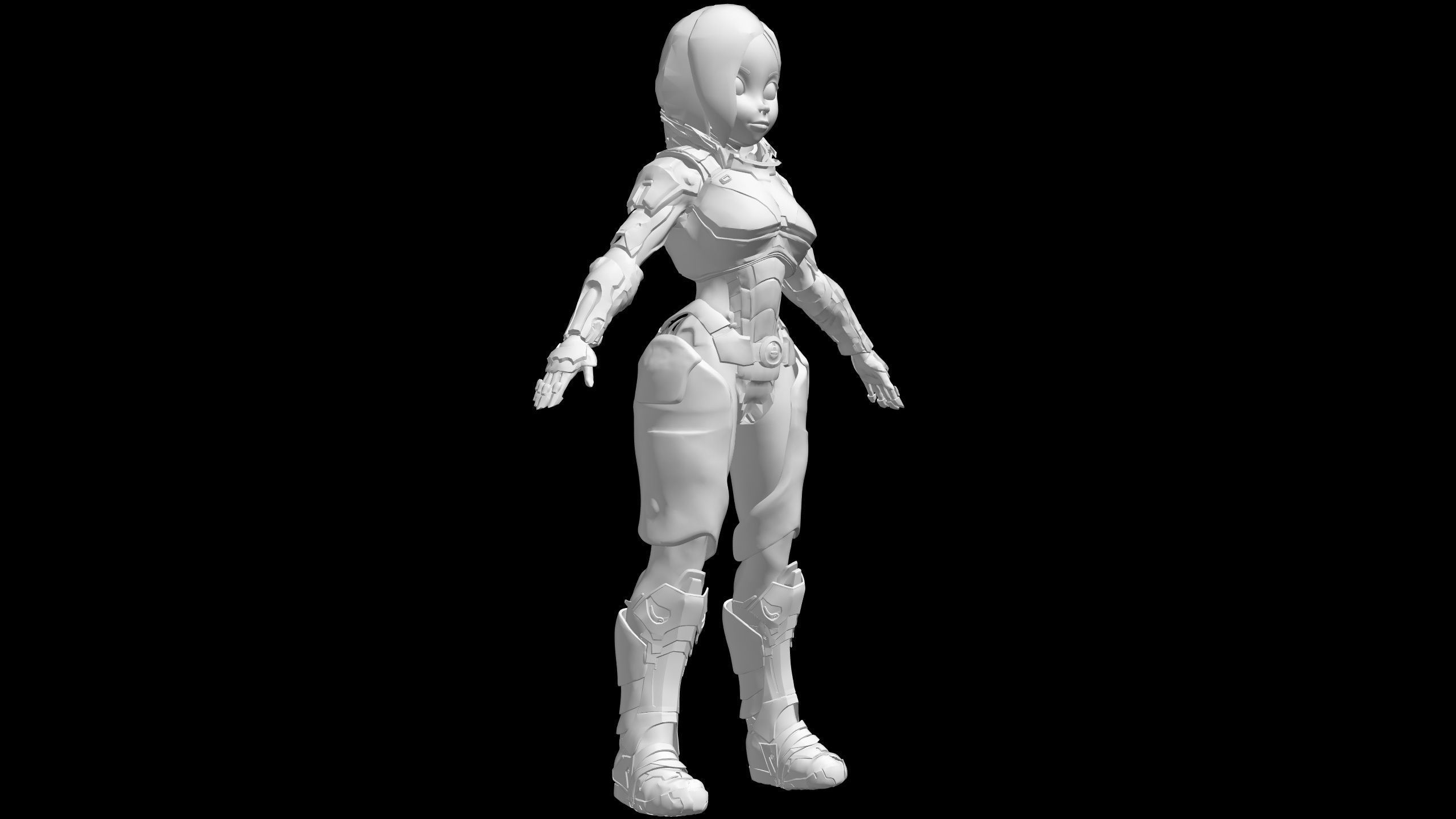  Cartoon Future Soldier Girl Low-poly 3D model_3
