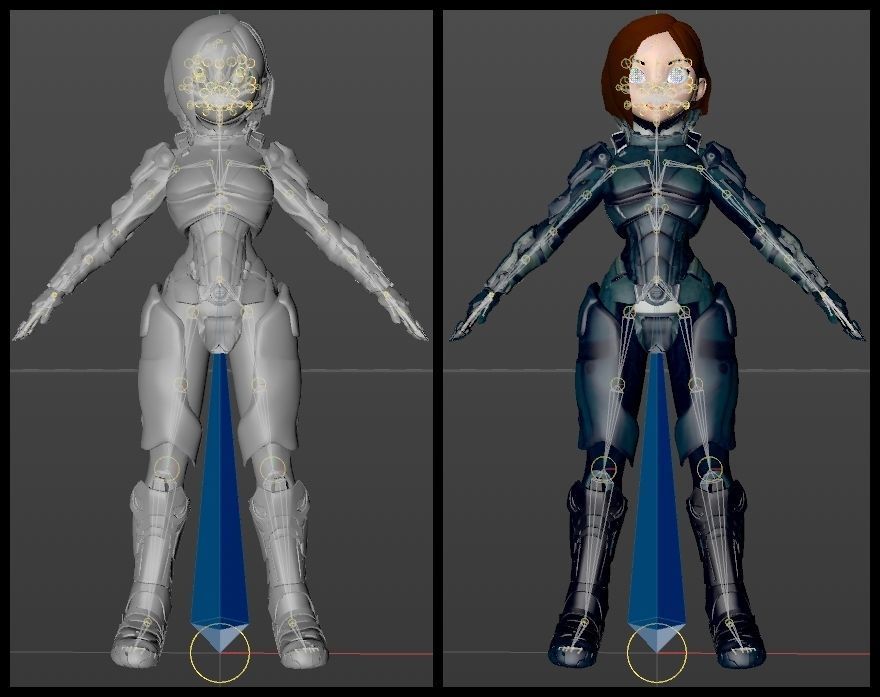  Cartoon Future Soldier Girl Low-poly 3D model_9