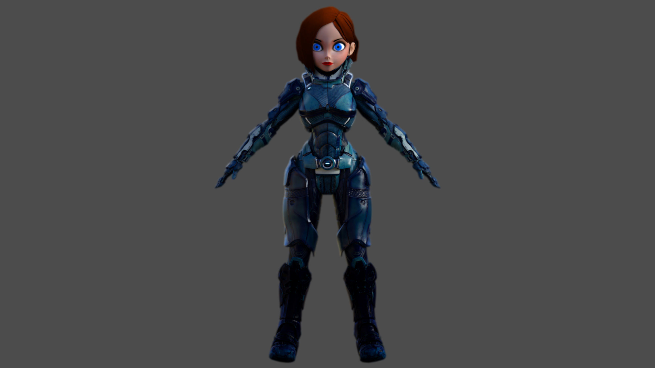  Cartoon Future Soldier Girl Low-poly 3D model_6
