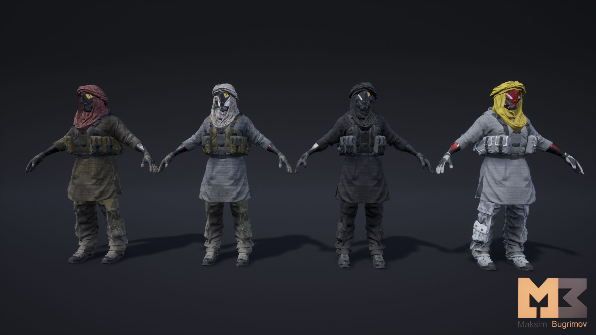 Female Soldier 04 DESERT SNAKE Low-poly 3D model_15