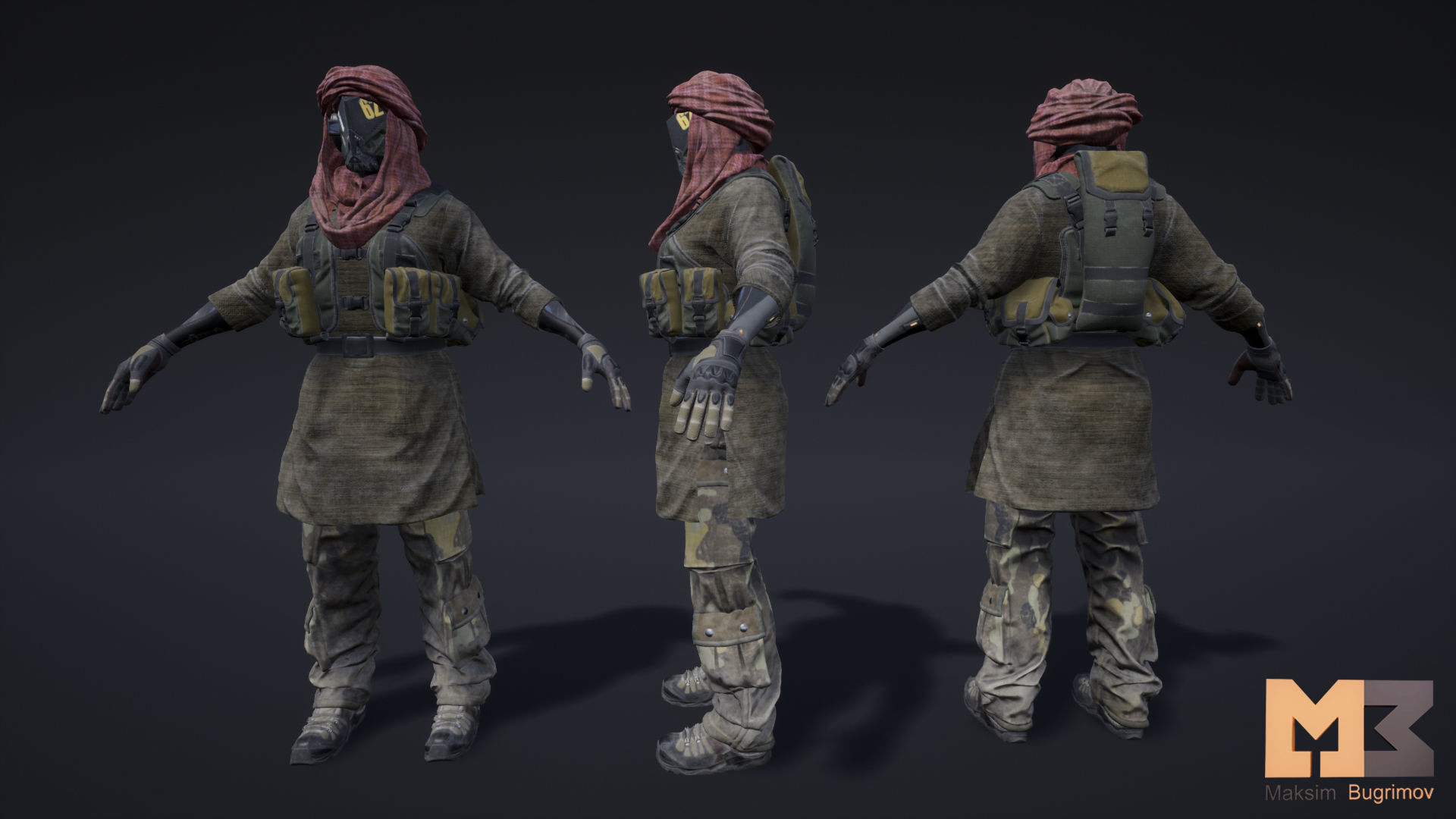 Female Soldier 04 DESERT SNAKE Low-poly 3D model_14