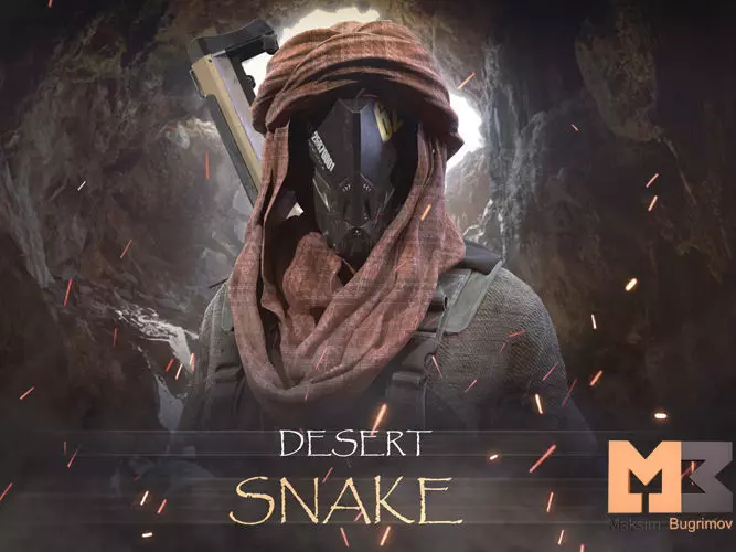 Female Soldier 04 DESERT SNAKE Low-poly 3D model_0