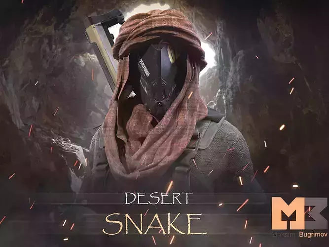 Female Soldier 04 DESERT SNAKE Low-poly 3D model