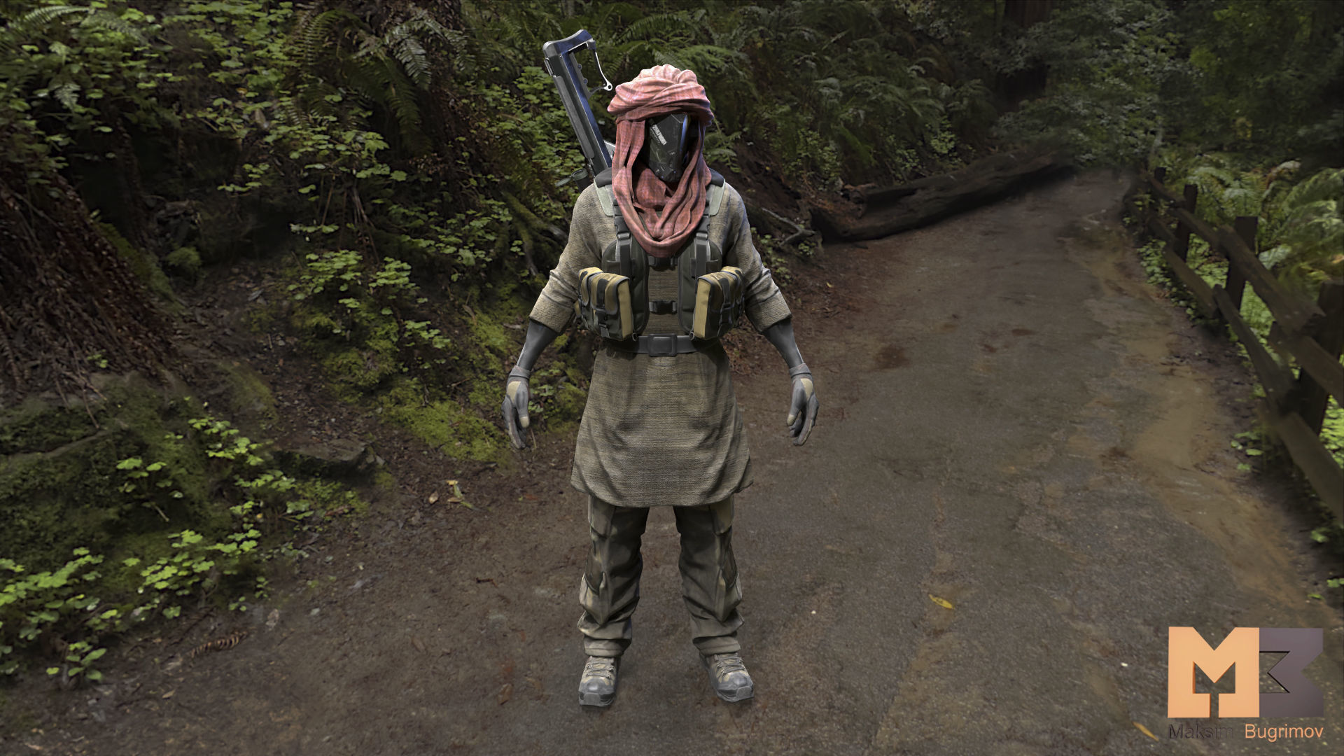 Female Soldier 04 DESERT SNAKE Low-poly 3D model_6