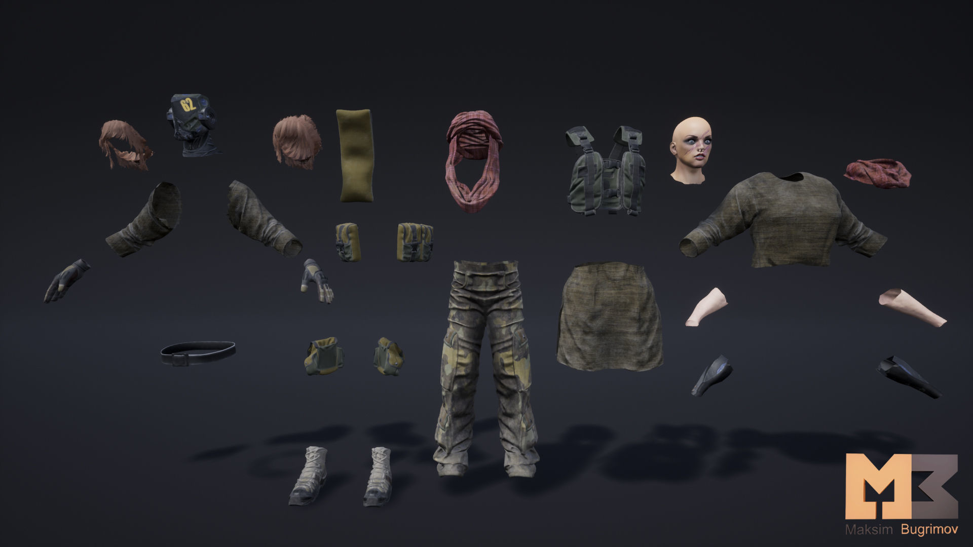 Female Soldier 04 DESERT SNAKE Low-poly 3D model_17