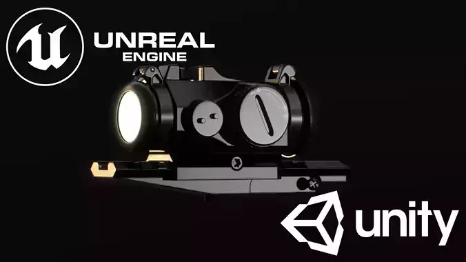 Micro Red Dot Scope Low-poly 3D model