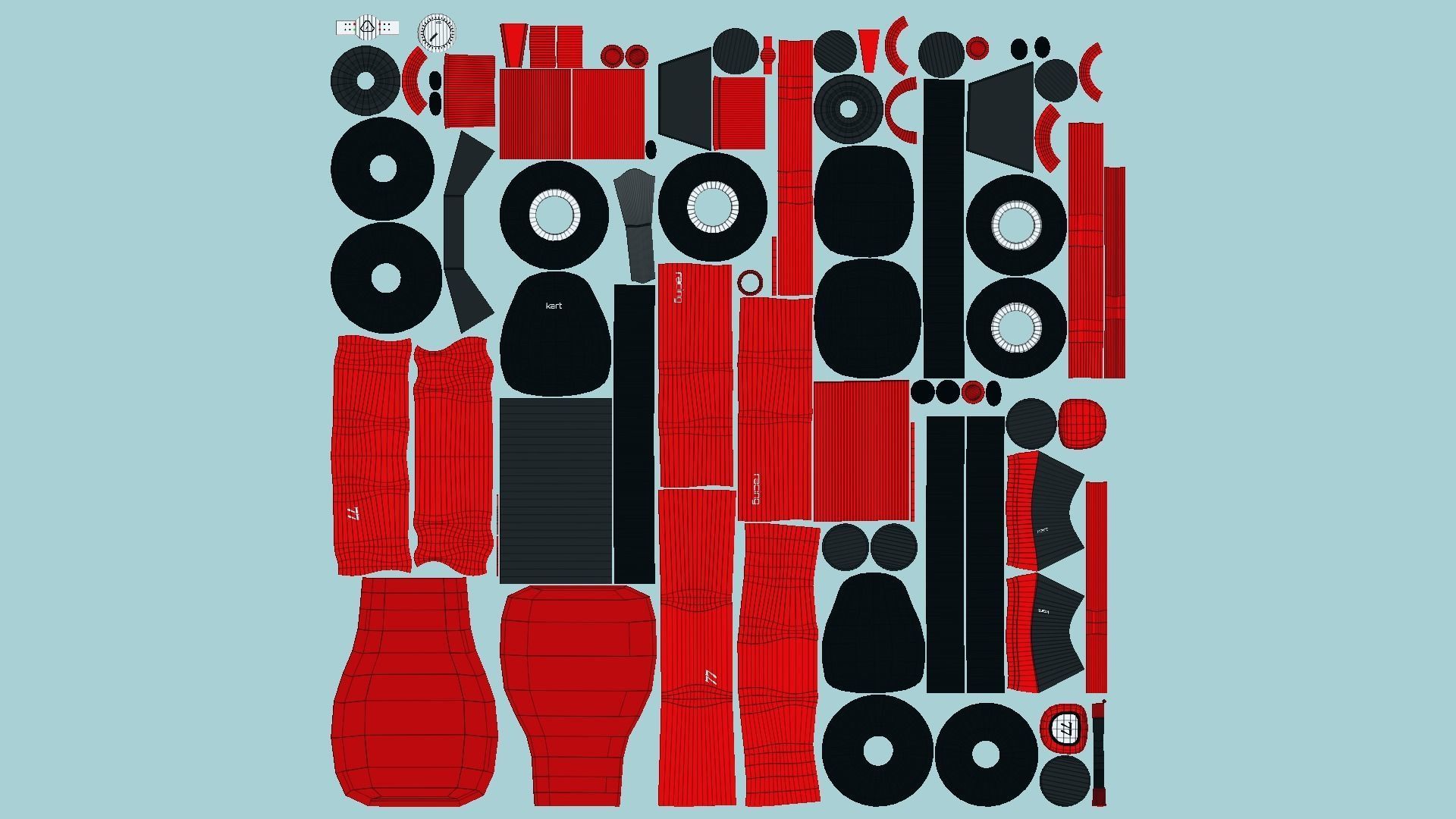 10 Cartoon Karts Red Collection - Vehicle Racing Design _73