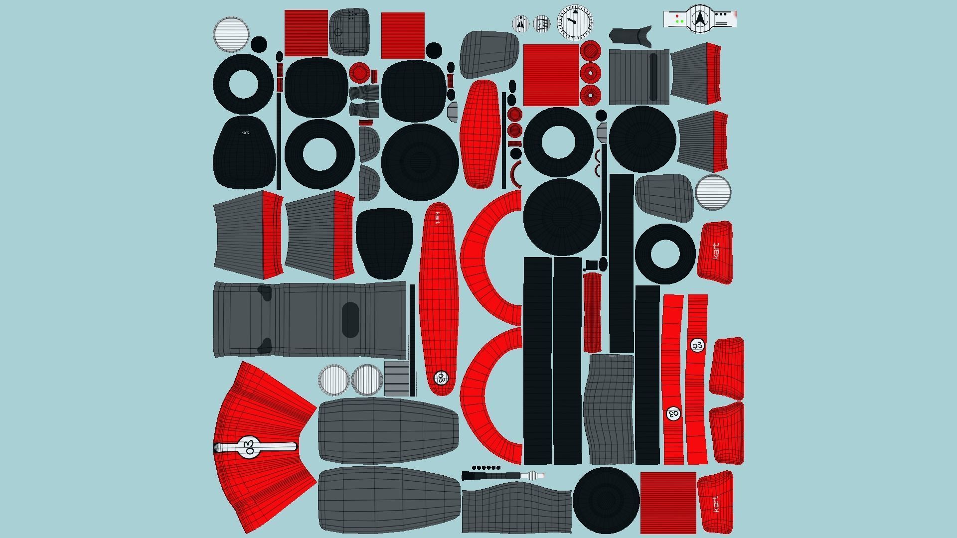 10 Cartoon Karts Red Collection - Vehicle Racing Design _33