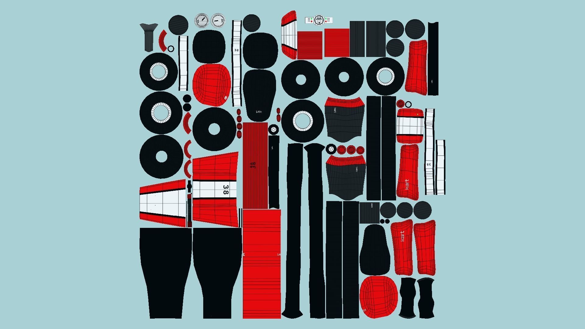 10 Cartoon Karts Red Collection - Vehicle Racing Design _81