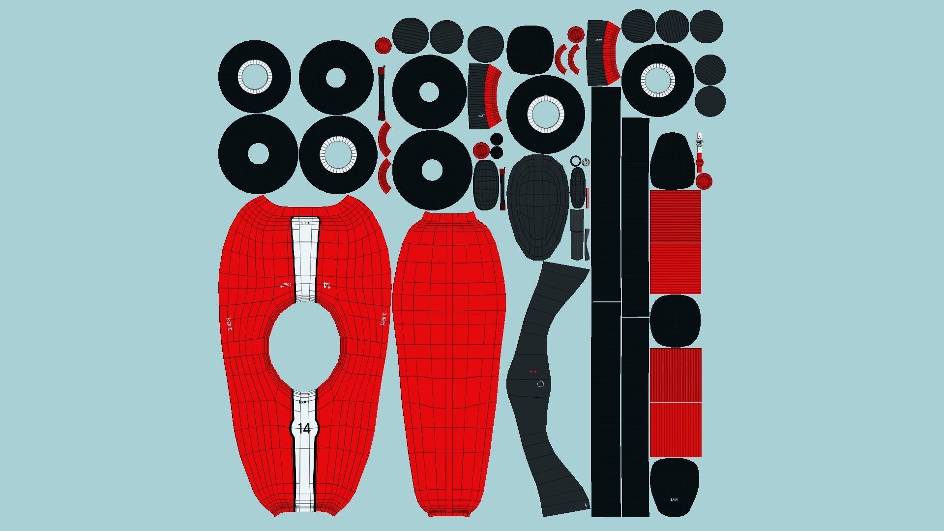 10 Cartoon Karts Red Collection - Vehicle Racing Design _57