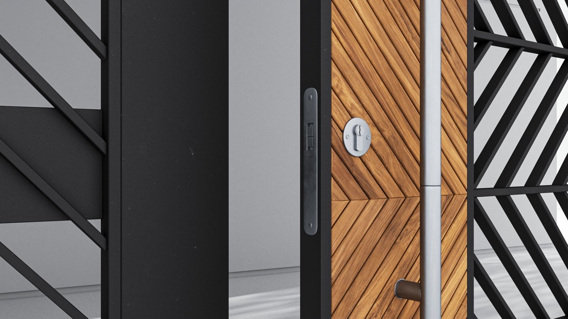 Aluminium door 195 3D model_4