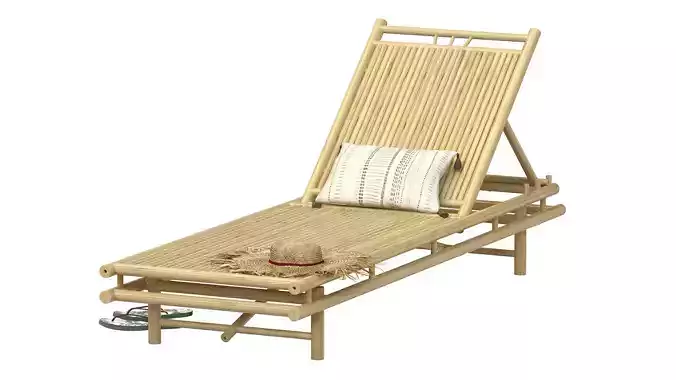 Bamboo Sunbed Gossy 3D model