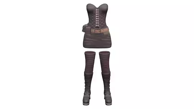 Mini Skirt Boots Stockings Corset Punk Outfit