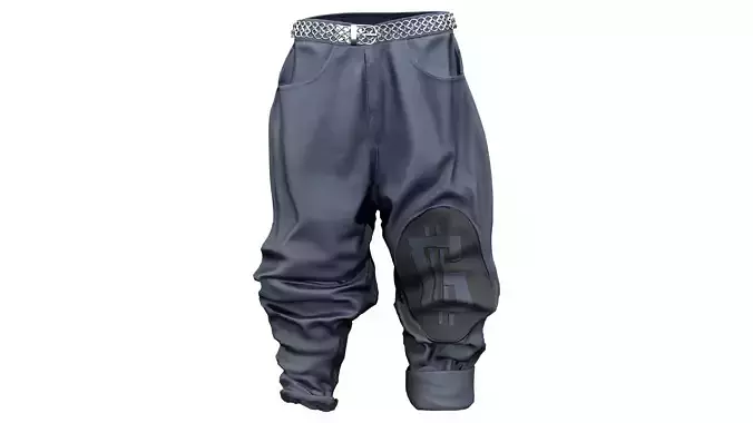 Mens Oversize Rolled Legs Rapper Pants With Metal Chains