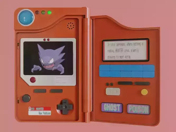 Pokedex 1995 Kanto Model and Custom Game Boy Style 3D model