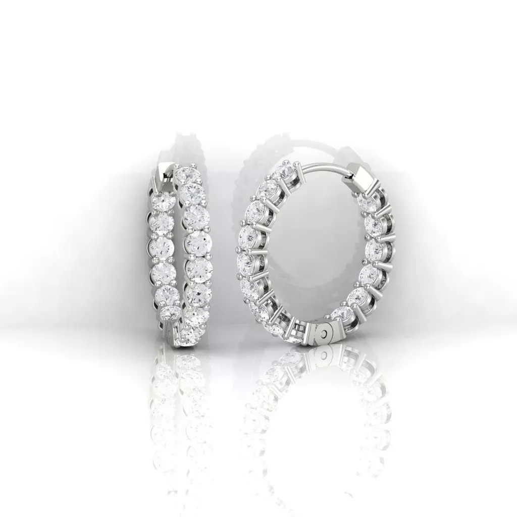 Hoop Diamond earrings 2 CTW 3D print model