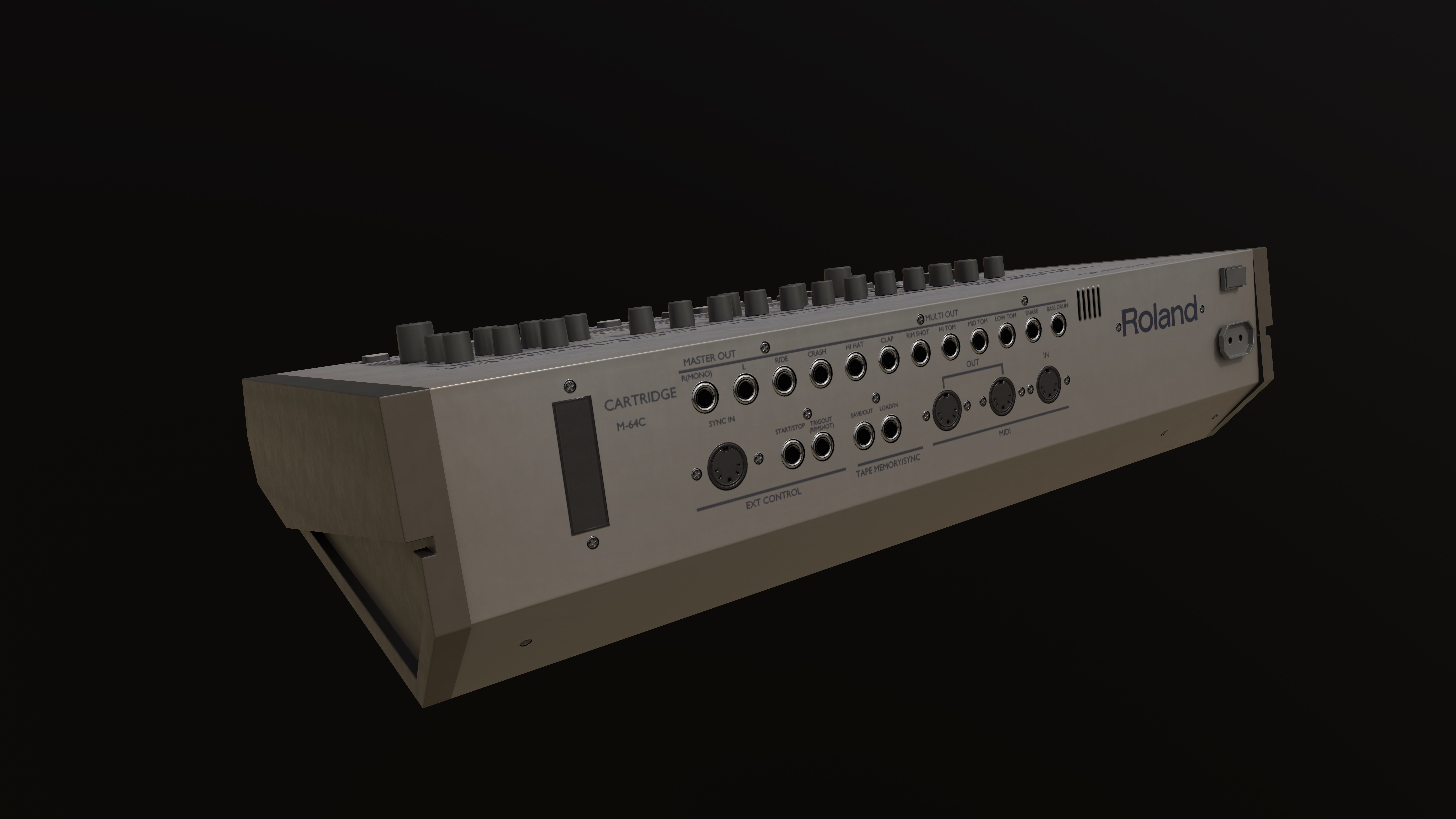 Roland TR-909 Synthesizer Low Poly Game READY Low-poly 3D model_10