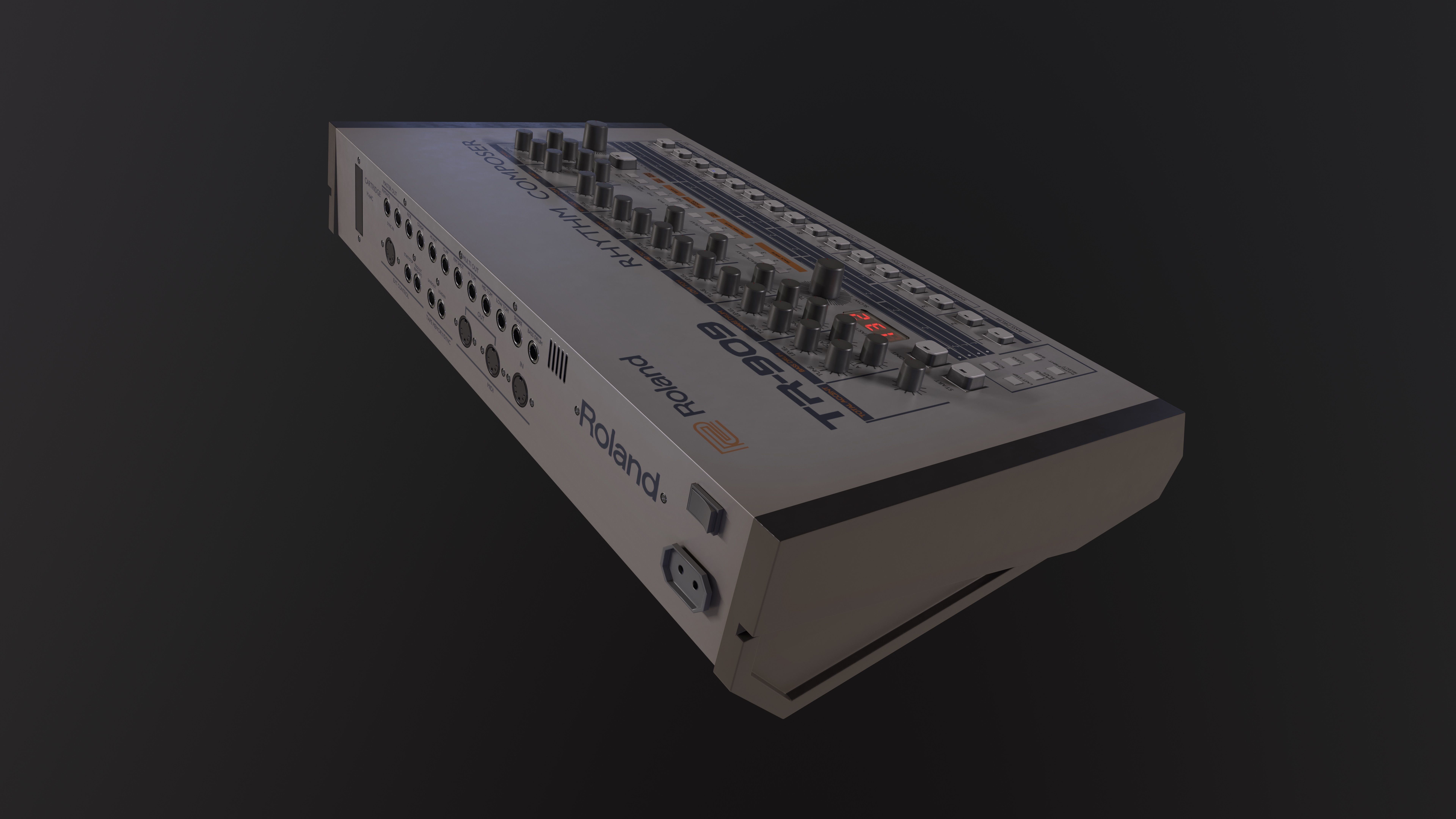 Roland TR-909 Synthesizer Low Poly Game READY Low-poly 3D model_8