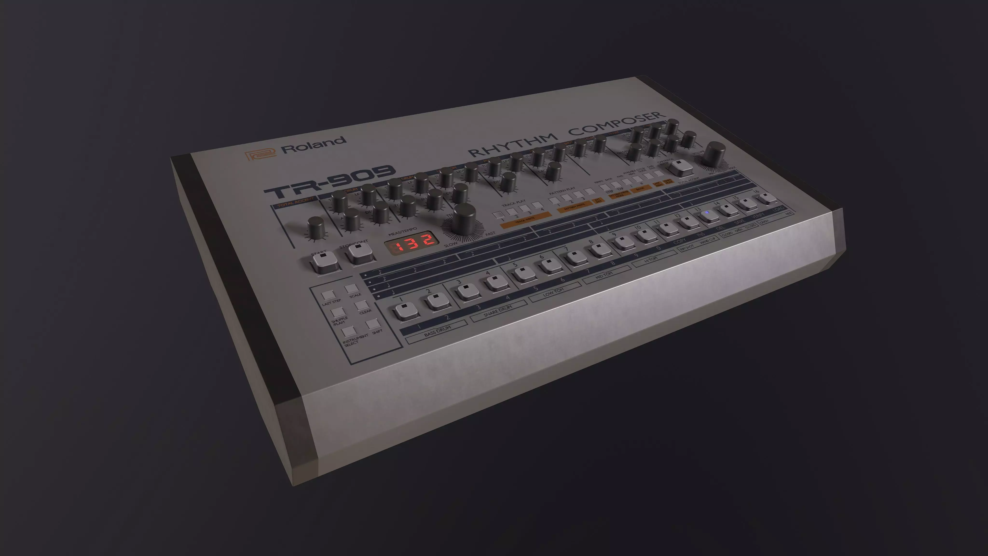 Roland TR-909 Synthesizer Low Poly Game READY Low-poly 3D model_0