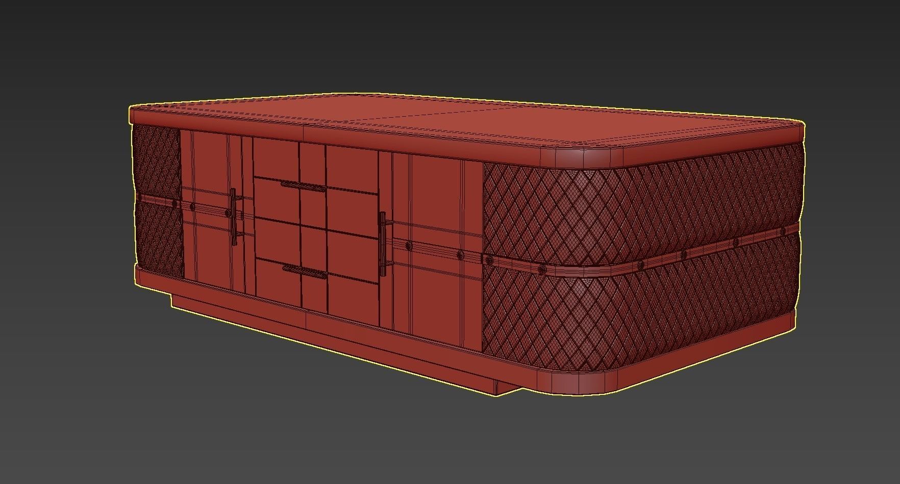 Modern Marble Coffee Table with Storage in Black 3D model_8