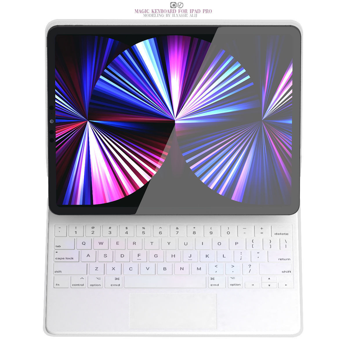 white magic keyboard ipad pro 3D model_4