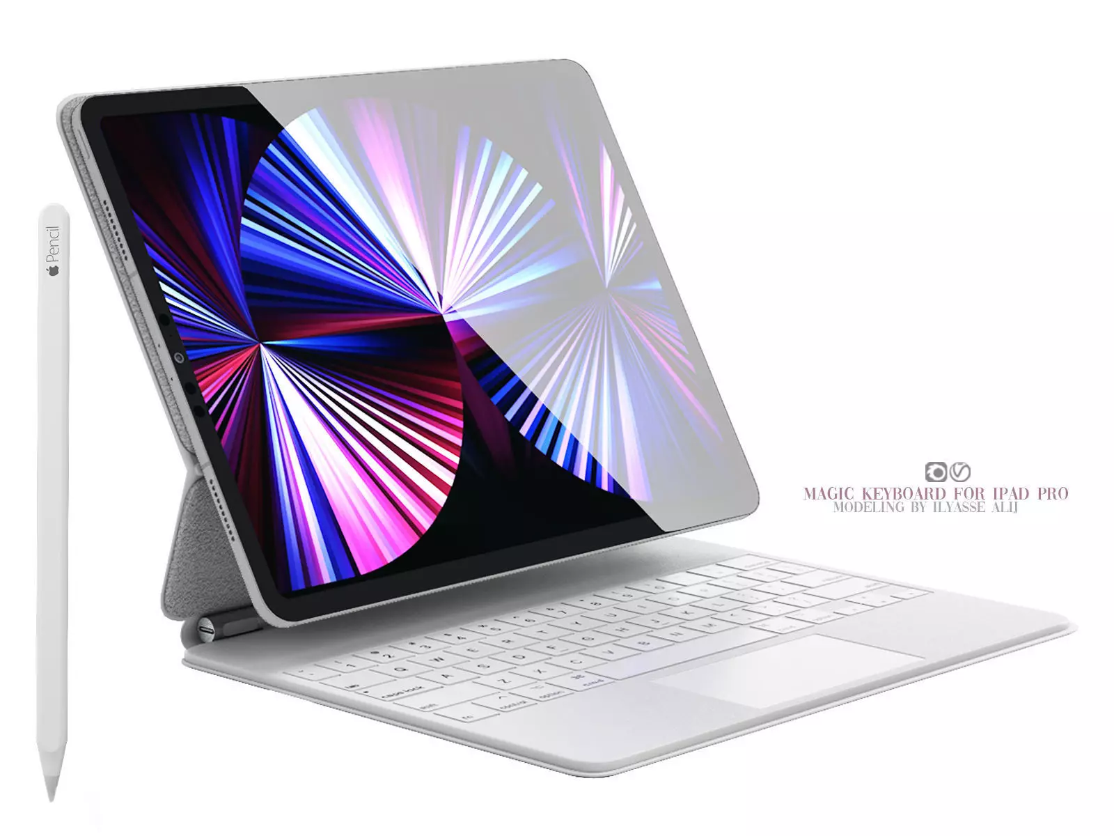 white magic keyboard ipad pro 3D model_0